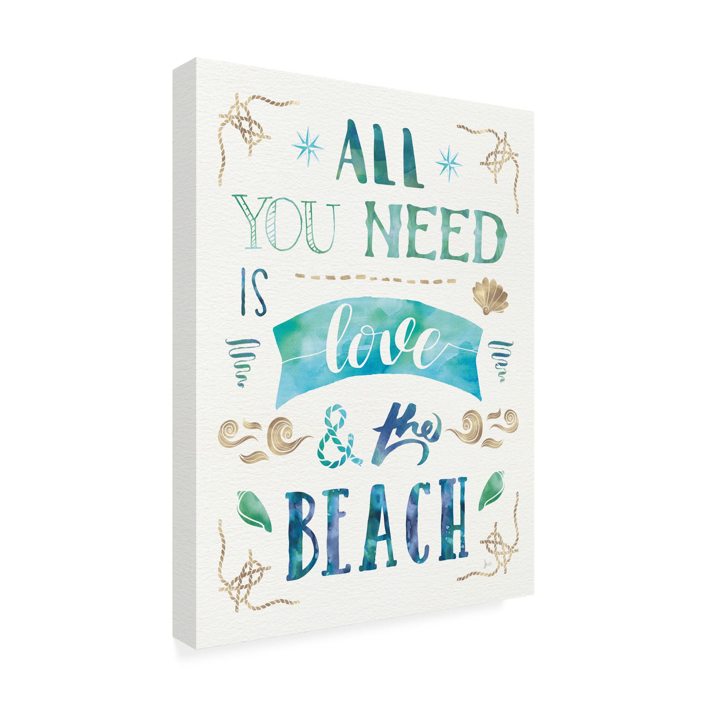 Trademark Fine Art 'Love and the Beach I' Canvas Wall Art Print by Jess Aiken - Coastal Decor for Living Room, Bedroom & Beach House