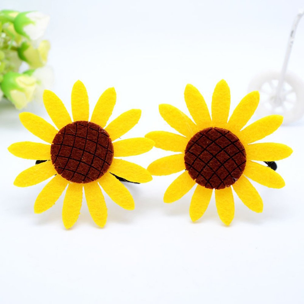 5Pcs Sunflower Elastic Hair Ties - Soft Ponytail Holders for Women & Girls - Perfect for School, Work, Gym, and Everyday Hairstyles