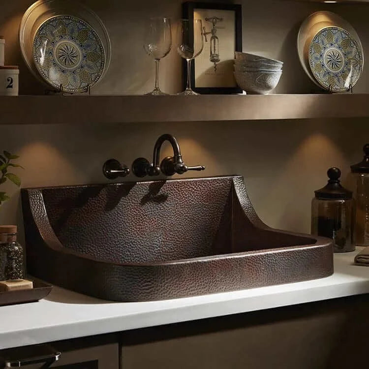 Thompson Diaz 30-Inch Hammered Aged Copper Kitchen Sink KSD-3022BC - Farmhouse Style for Rustic & Modern Kitchens