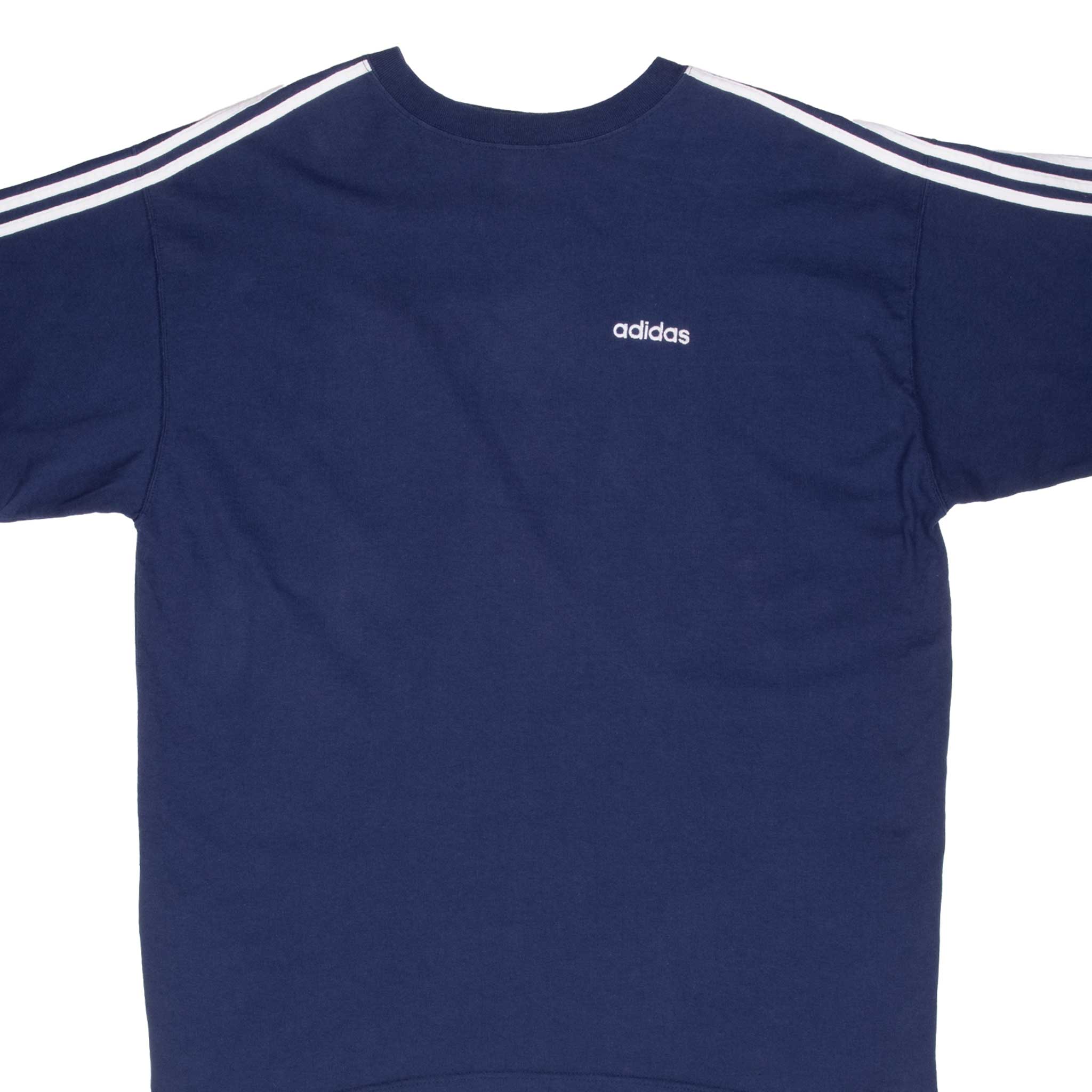 Vintage 1990s Adidas Navy Blue T-Shirt XL - Retro Sportswear for Men, Casual Wear & 90s Fashion Collection
