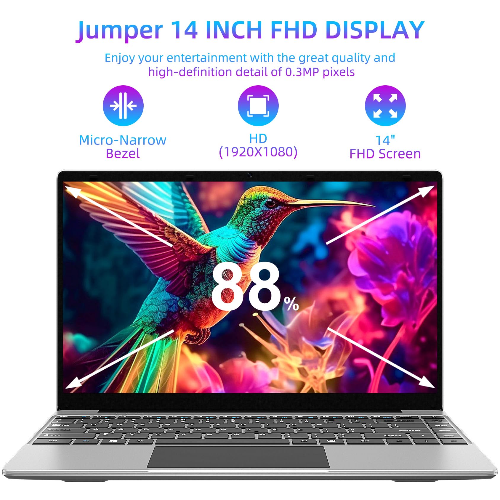 12GB LPDDR4 256GB SSD 14-inch Laptop Computer with FHD 1920x1080 Display, Intel Quad Core Celeron CPU, 35.52WH Battery, Dual-Band WiFi, Bluetooth 4.0 - Portable Lightweight Notebook for Work, Study & Entertainment