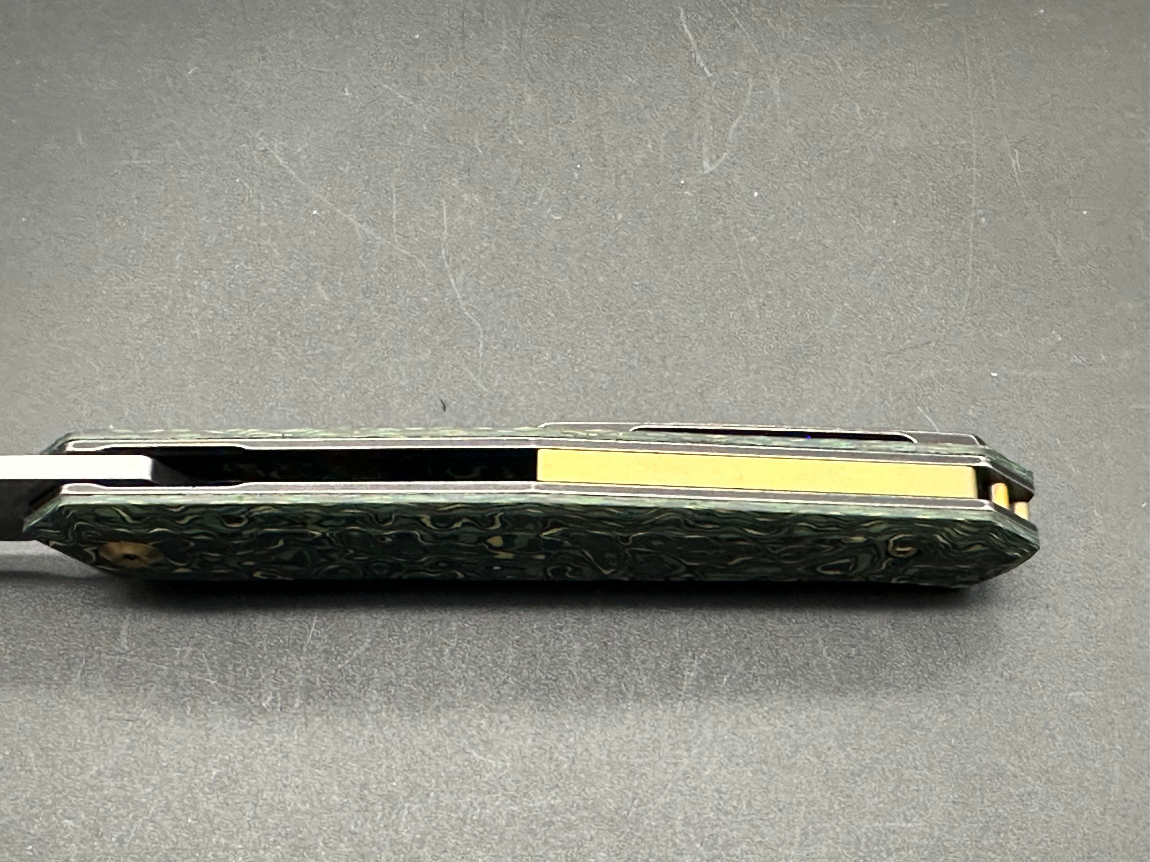 KANSEPT INTEGRA Folding Pocket Knife - Green/Yellow Carbon Fiber Handle, S35VN Steel Plain Edge, Black Stonewash Finish (K1042B3) | EDC, Outdoor Camping, Survival & Everyday Carry Knife