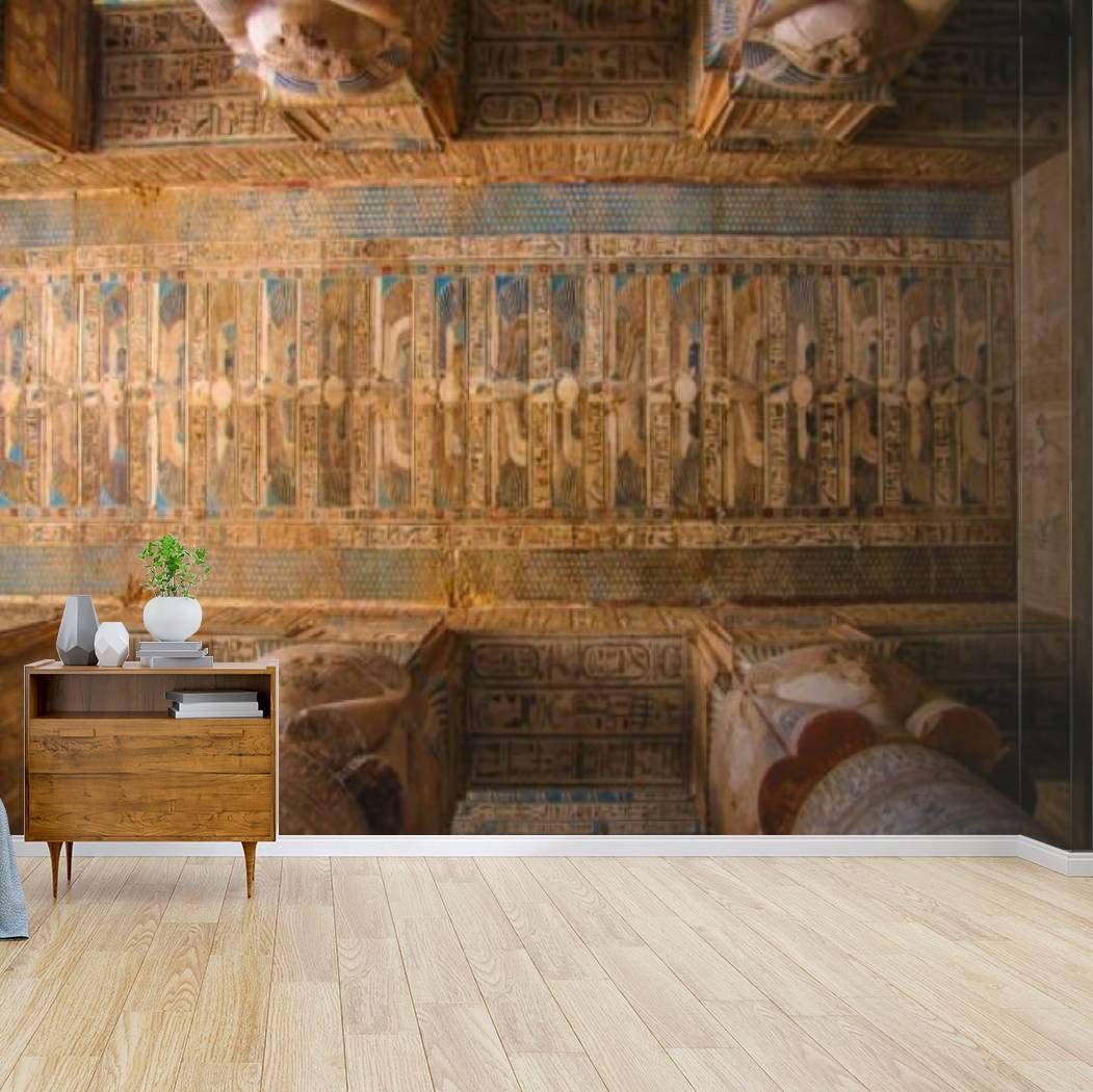Beautiful Temple of Dendera or Hathor Peel and Stick Wallpaper - Self-Adhesive Removable Vinyl Wall Mural for Home Decor | Perfect for Living Room, Bedroom, Nursery & Office Walls