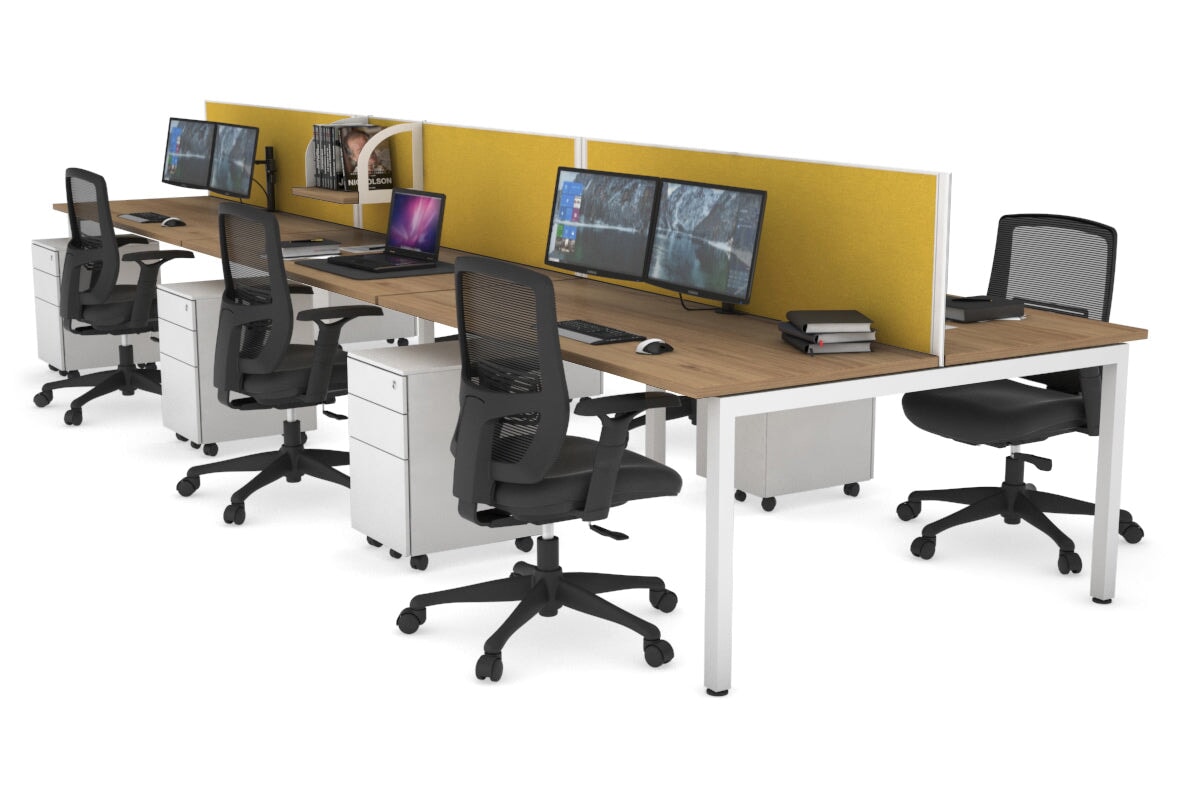 Quadro Square Legs 6-Person Office Workstation Desk [1600L x 700W] - Perfect for Team Collaboration & Open Office Spaces