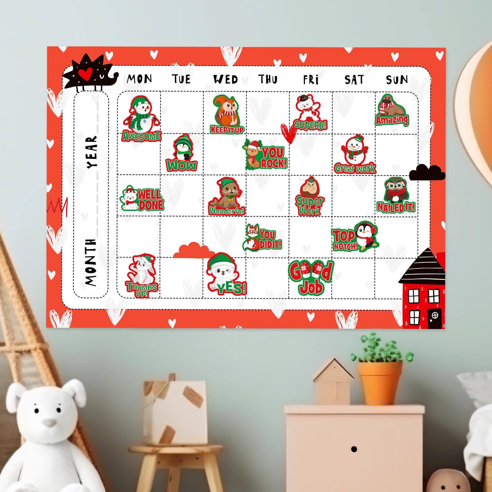 400-Piece Christmas Stickers for Teachers - Winter Motivational & Kindness Reward Labels, Cute Holiday Animal Stickers for Kids' Homework, Tests, Assignments & Classroom Decor - Perfect for Holiday Crafts, Gift Wrapping & School Activities