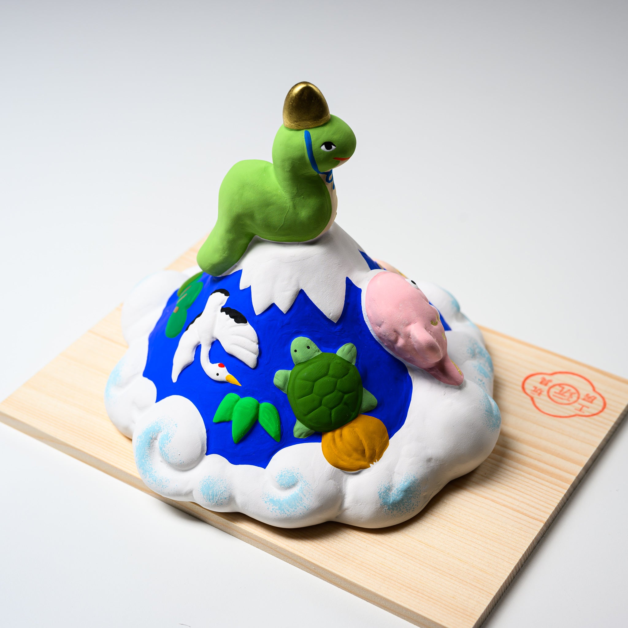Seto Ware Lucky Fortune Snake of Mount Fuji - Japanese Traditional Good Luck Charm Decoration for Home, Office & Feng Shui