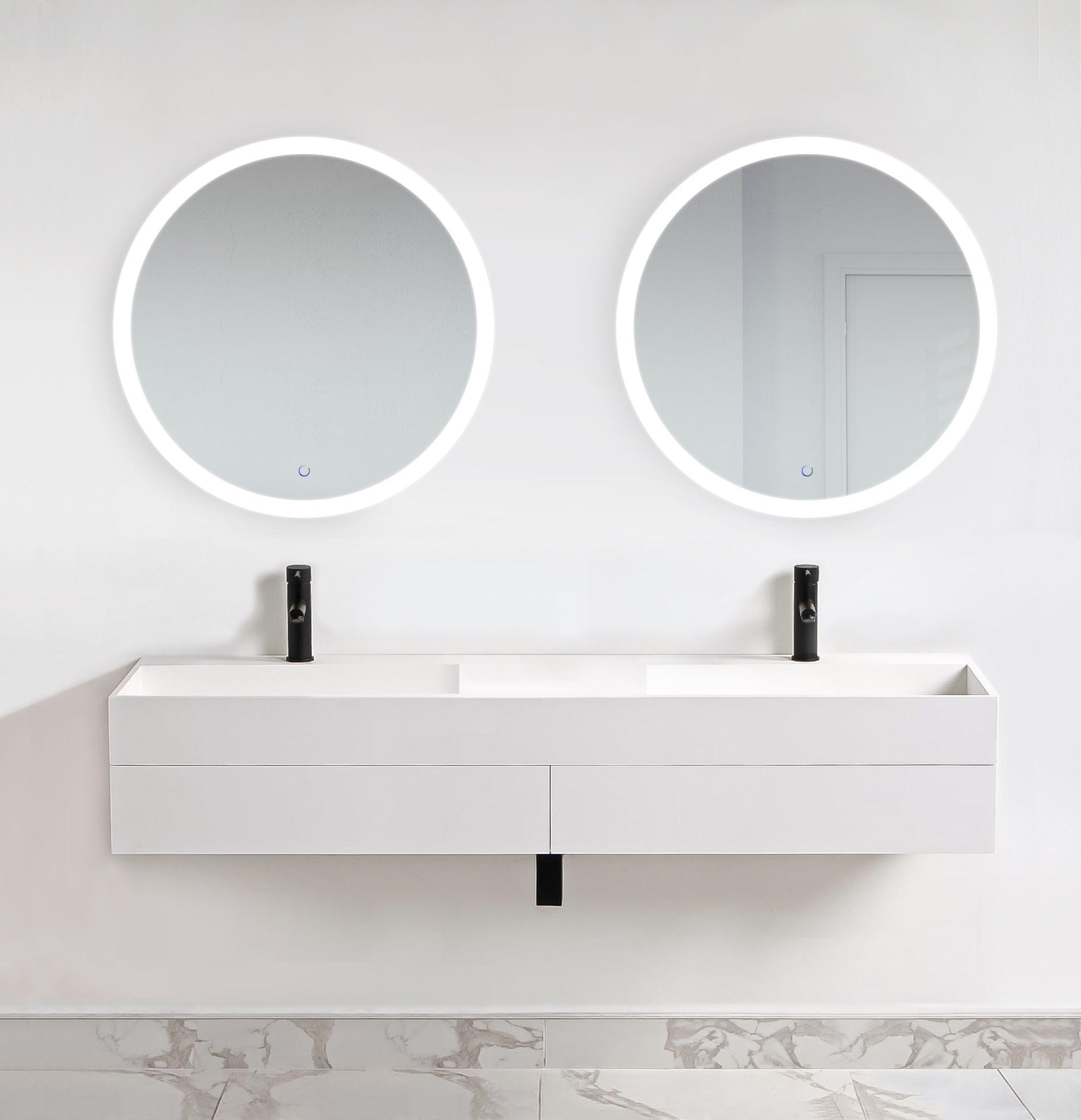 Krugg SOL 32 Inch LED Bathroom Mirror with Touch Control - Vanity Makeup Mirror with Adjustable Brightness for Home, Salon, and Dressing Room