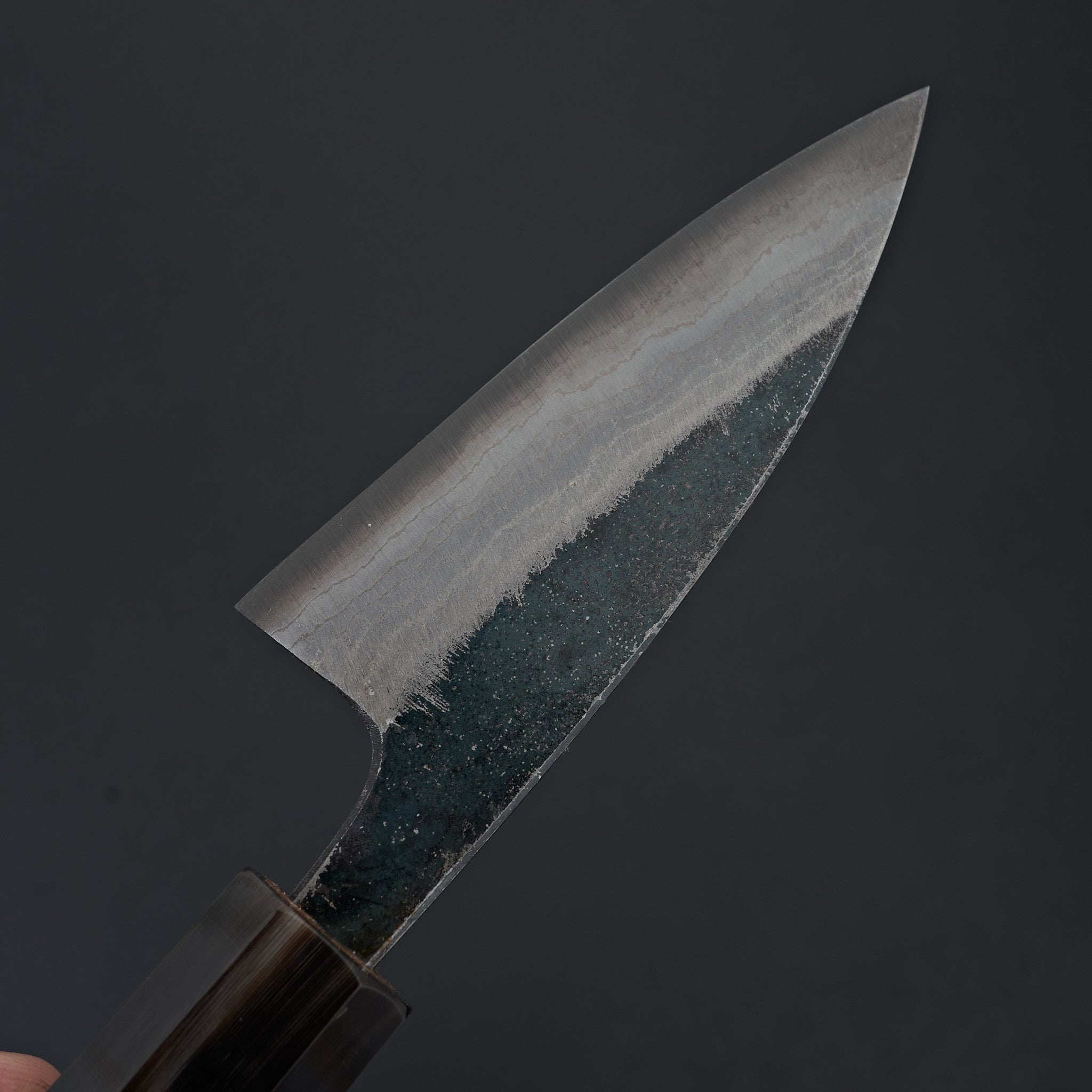 Premium Kumokage Blue #2 Kurouchi Damascus Petty Knife 80mm - Japanese Kitchen Knife for Precision Slicing, Peeling & Garnishing - Perfect for Chefs & Home Cooks