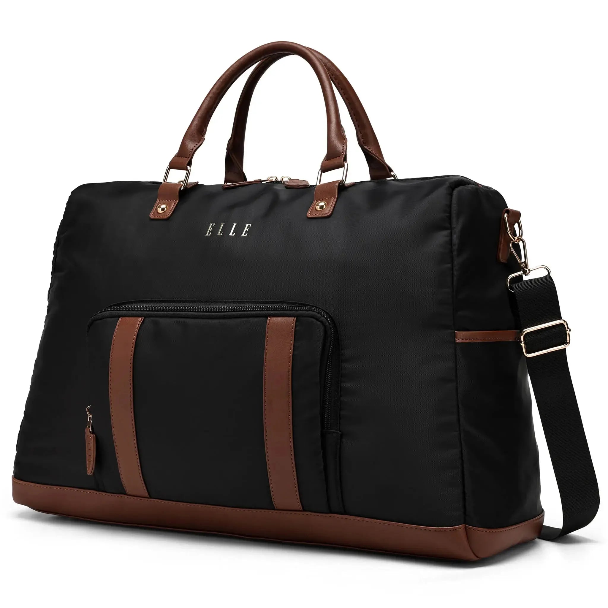 Premium 30L Twill & Vegan Leather Weekender Duffle Bag - Stylish Carry-On Travel Bag for Weekend Getaways, Gym & Business Trips