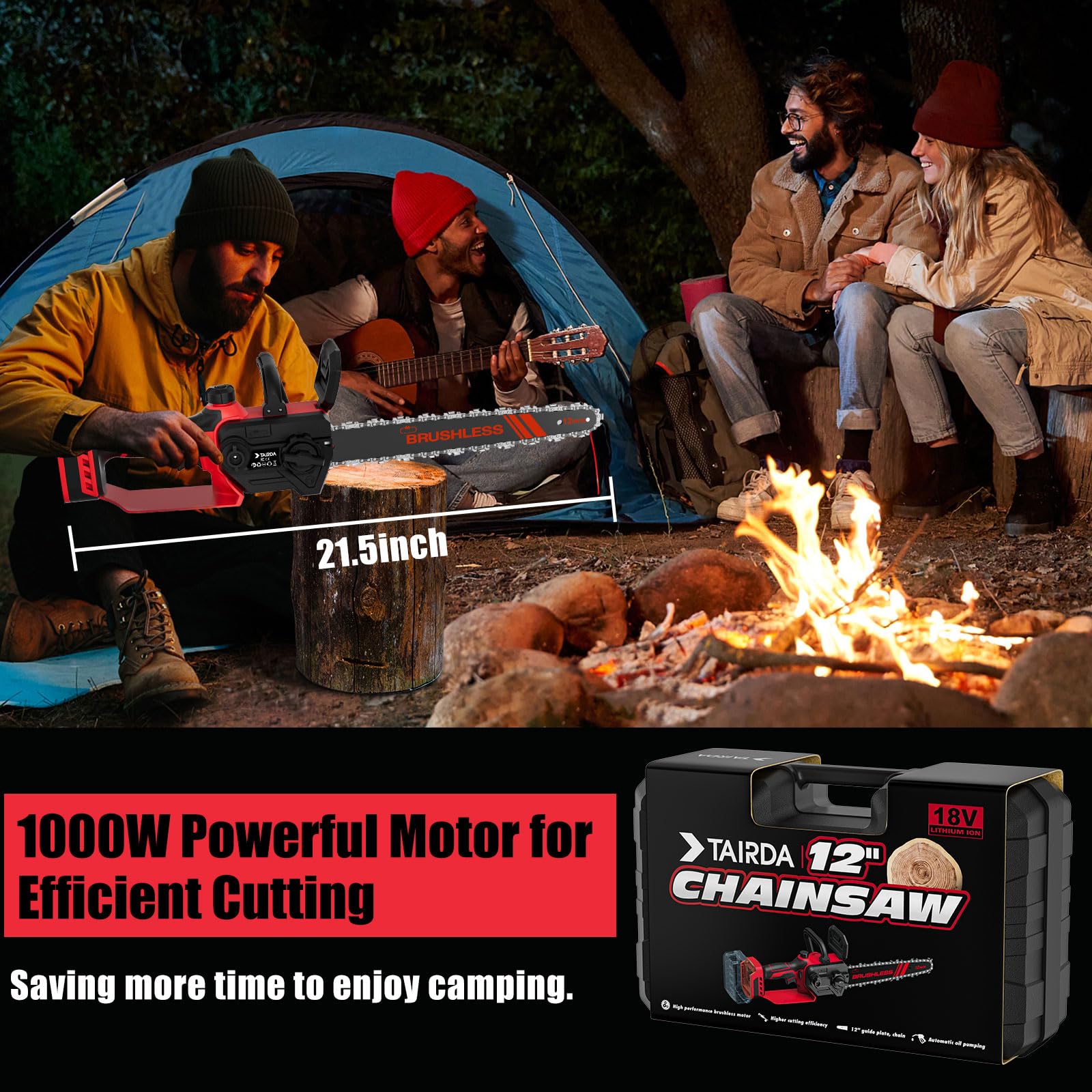 TAIRDA 12-Inch Cordless Chainsaw for Milwaukee M18 18V Battery-Powered Tools - Perfect for Tree Trimming, Wood Cutting & DIY Projects