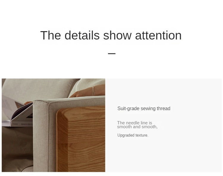 Oak & Ash Solid Wood Modern Fabric Sofa - Contemporary Living Room Furniture for Comfortable Lounging & Stylish Home Decor