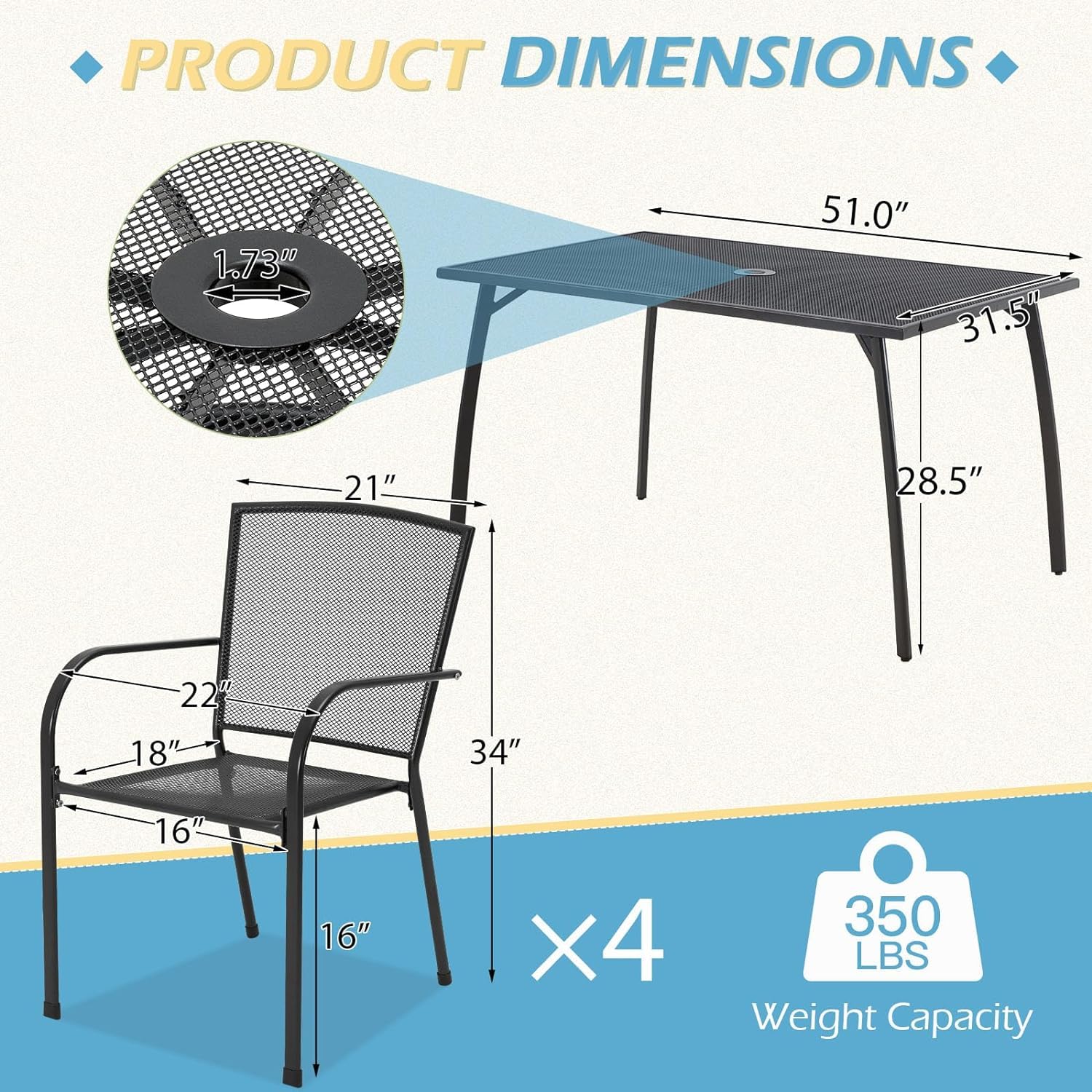 Outdoor Dining Set for 4 - 51