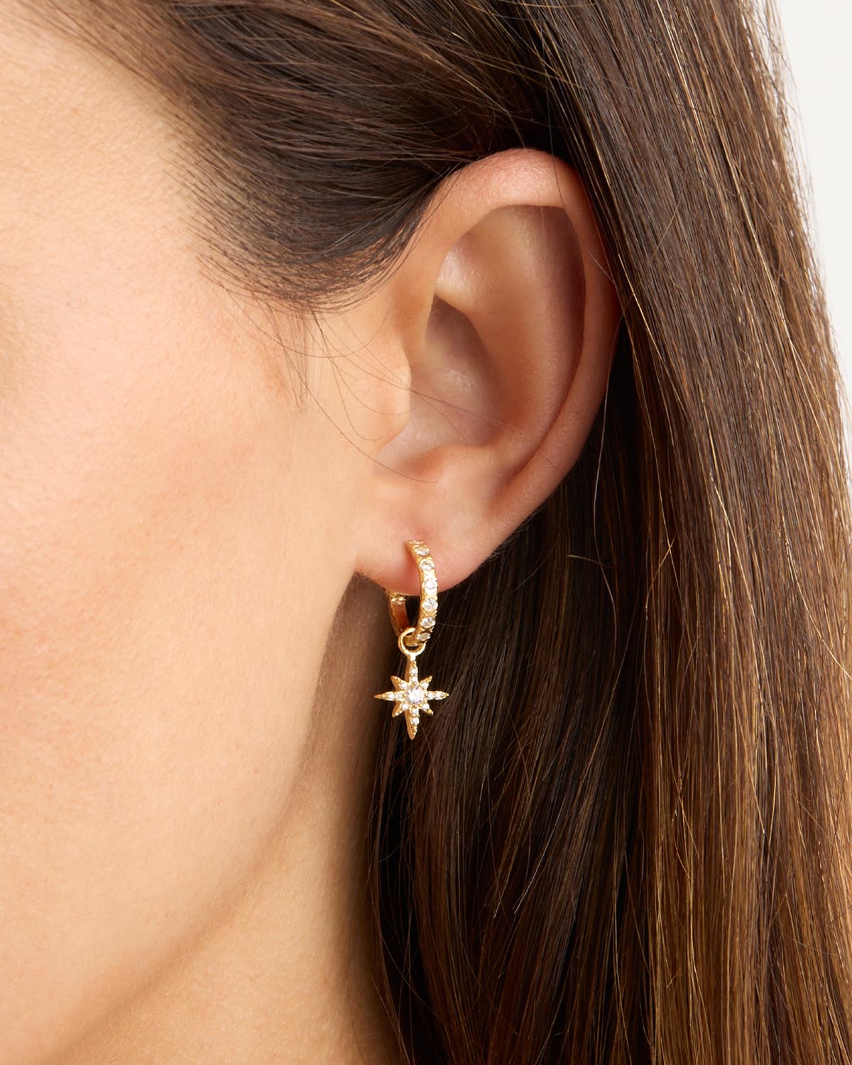 18K Gold Vermeil Dancing In Starlight Hoop Earrings - Elegant Dangle Earrings for Women, Perfect for Parties, Weddings & Evening Events