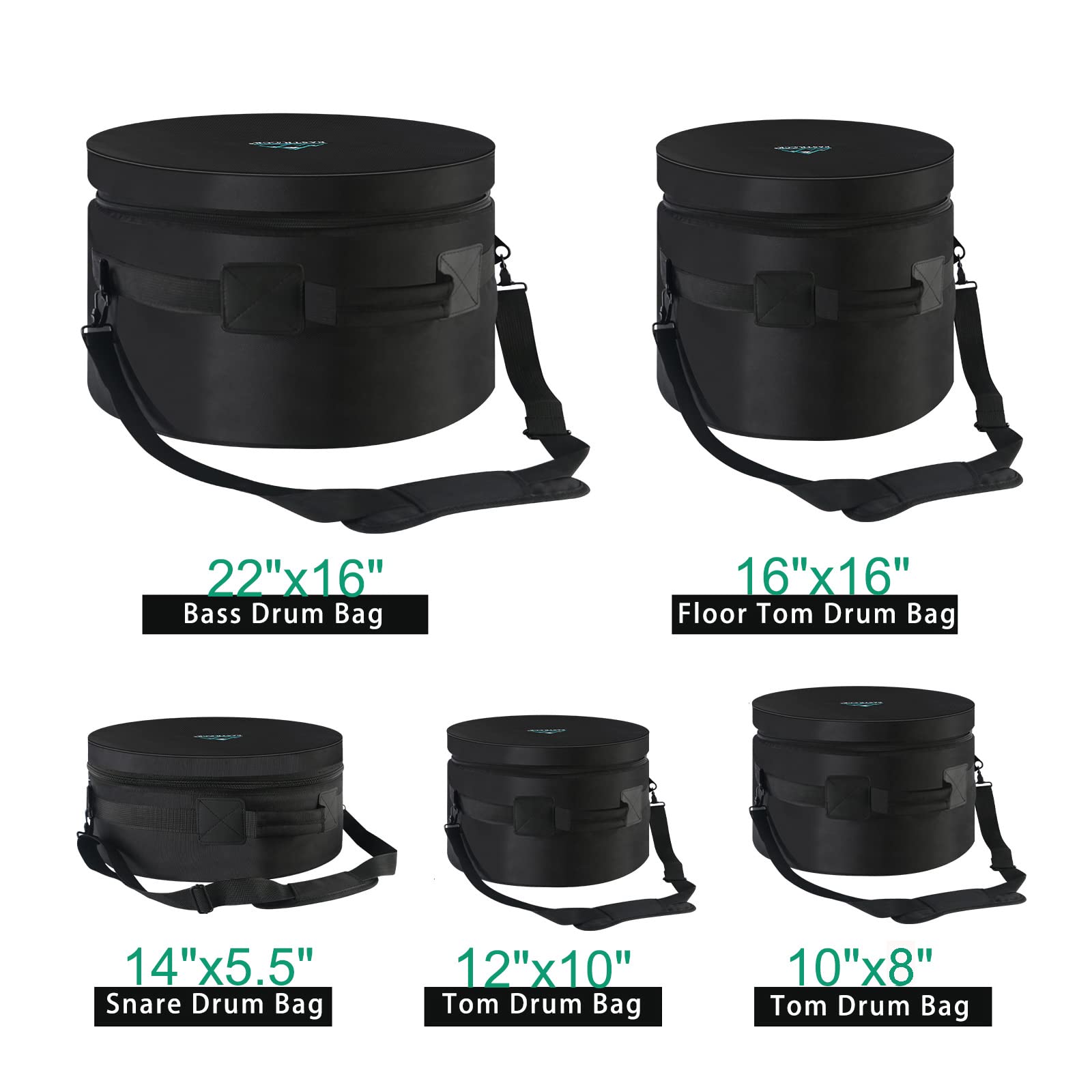 EASTROCK 5-Piece Drum Bag Set for 12