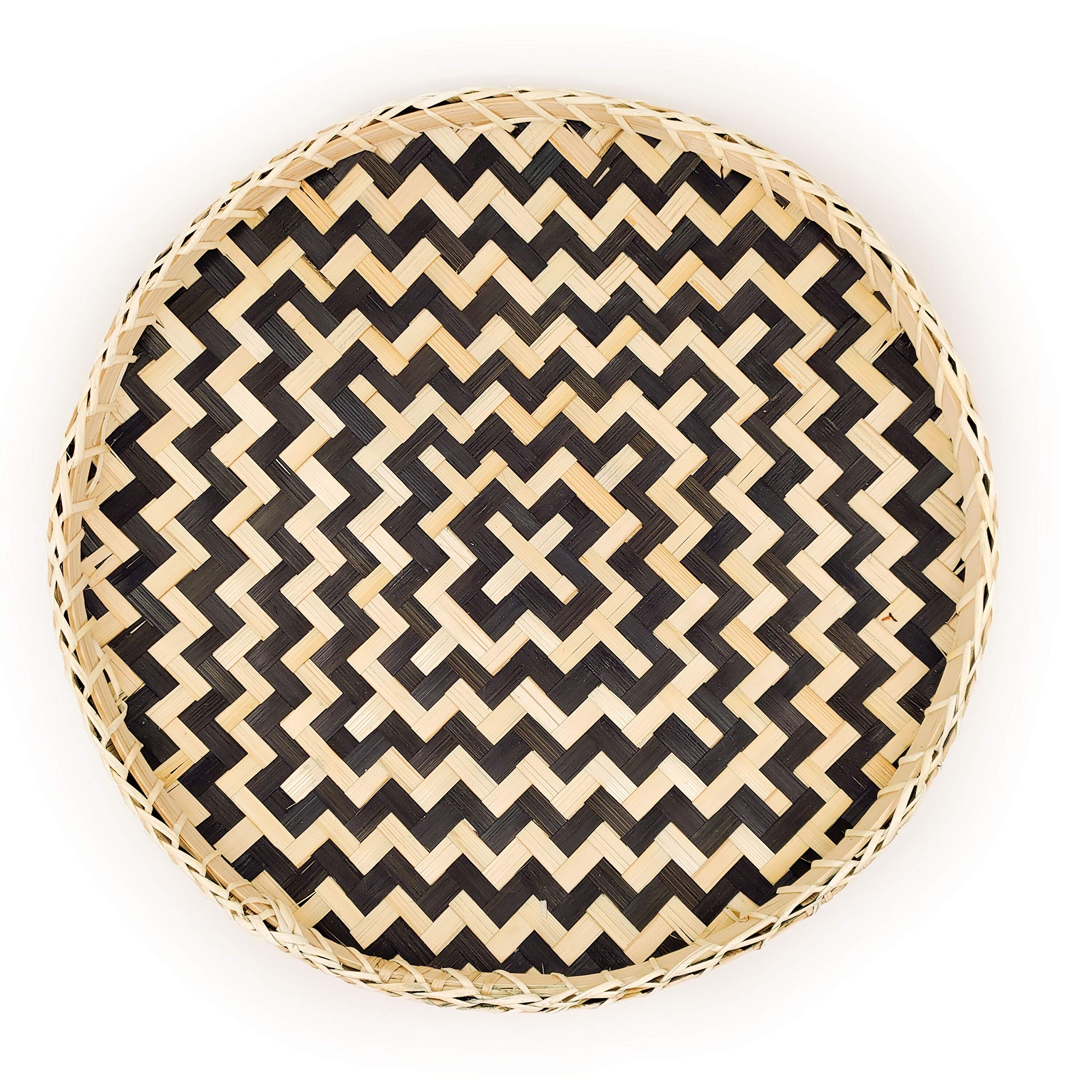 Elegant Round Decorative Serving Tray - 13.8 Inch Black Square Cross Design - Perfect for Snacks, Appetizers, and Party Serving - Ideal for Home, Kitchen, and Entertaining