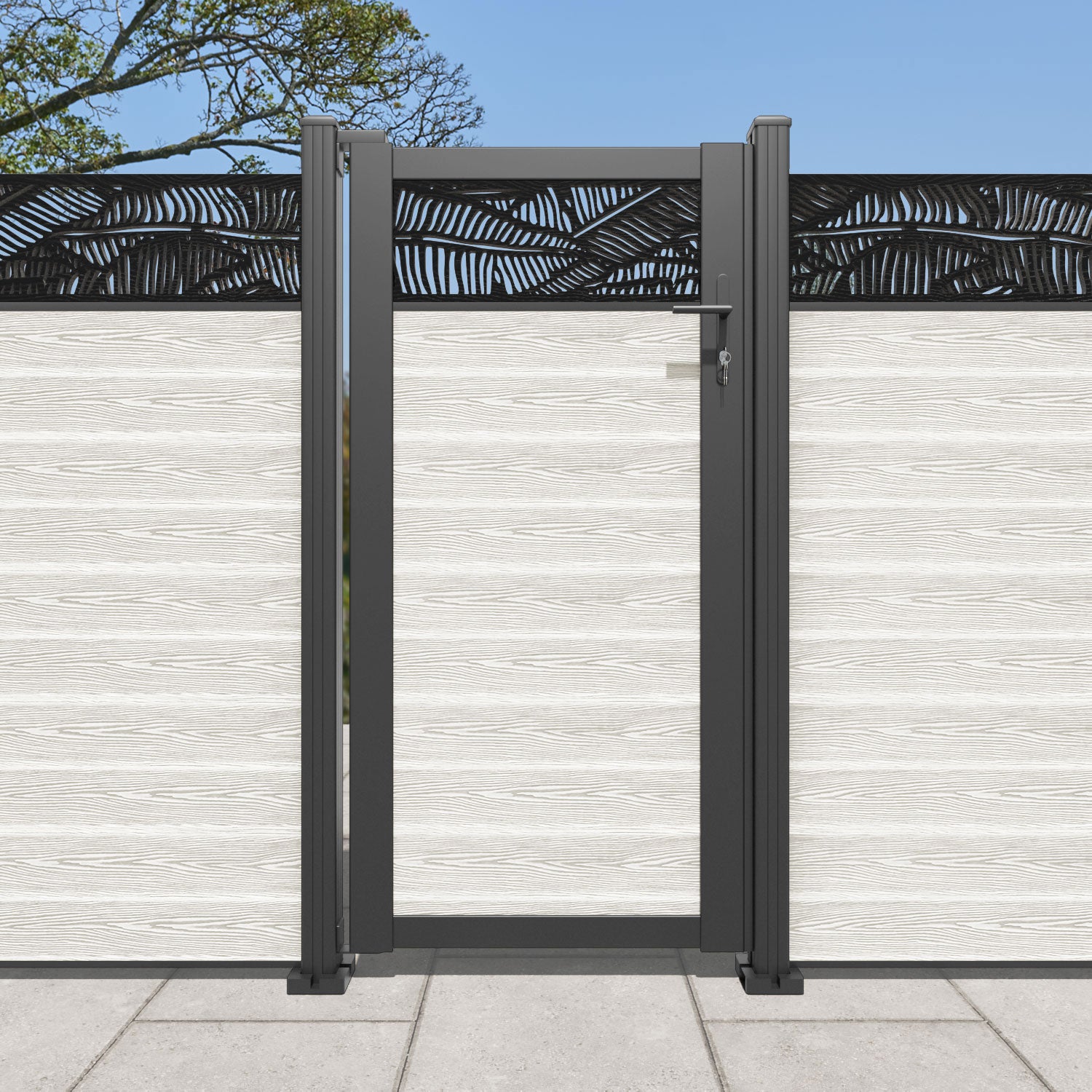 Classic Feather Pedestrian Gate - Light Stone Color | Durable Garden Entryway | Perfect for Backyard, Patio & Driveway Security