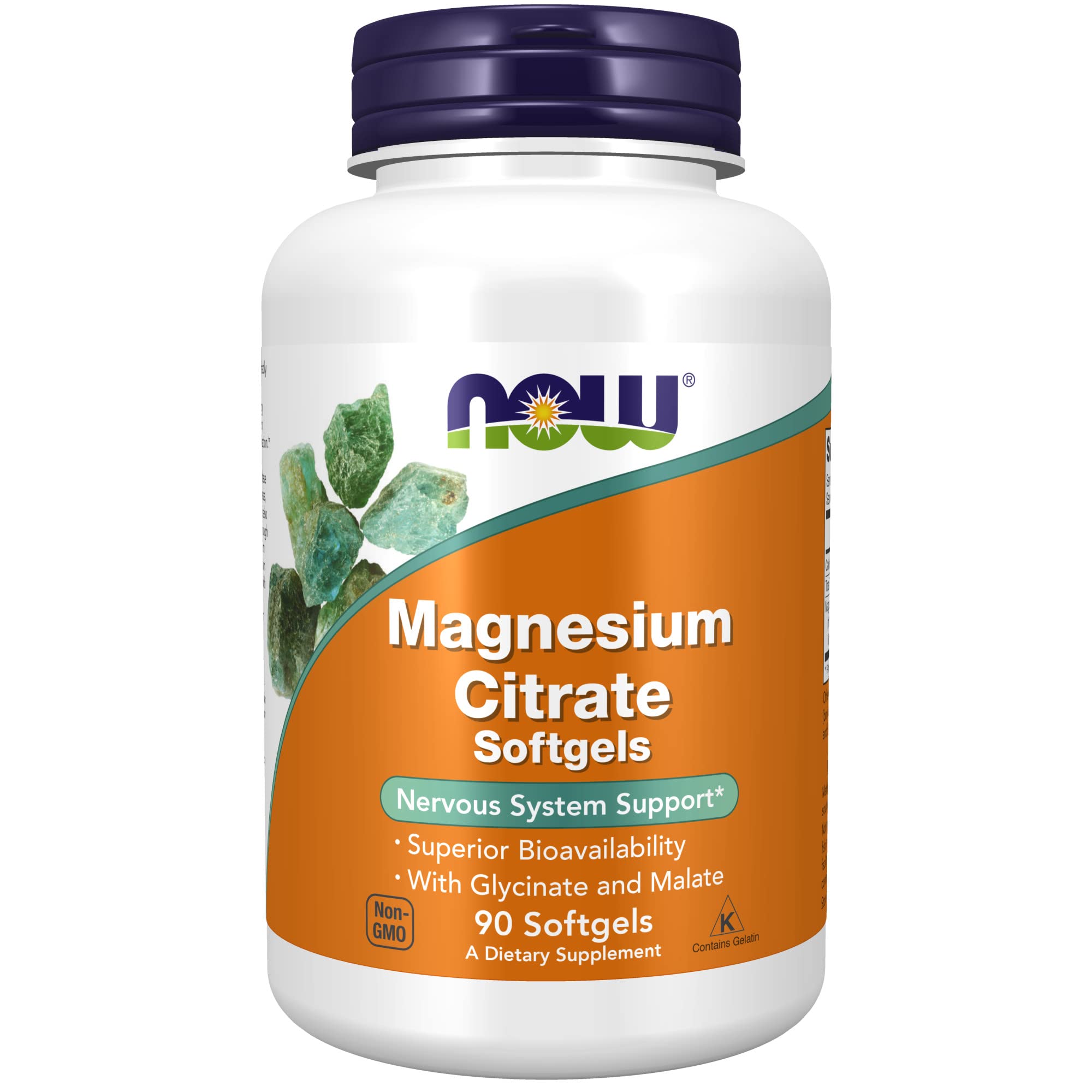 NOW Supplements Magnesium Citrate with Glycinate & Malate - 90 Softgels for Nervous System Support | Stress Relief, Muscle Relaxation & Better Sleep Aid