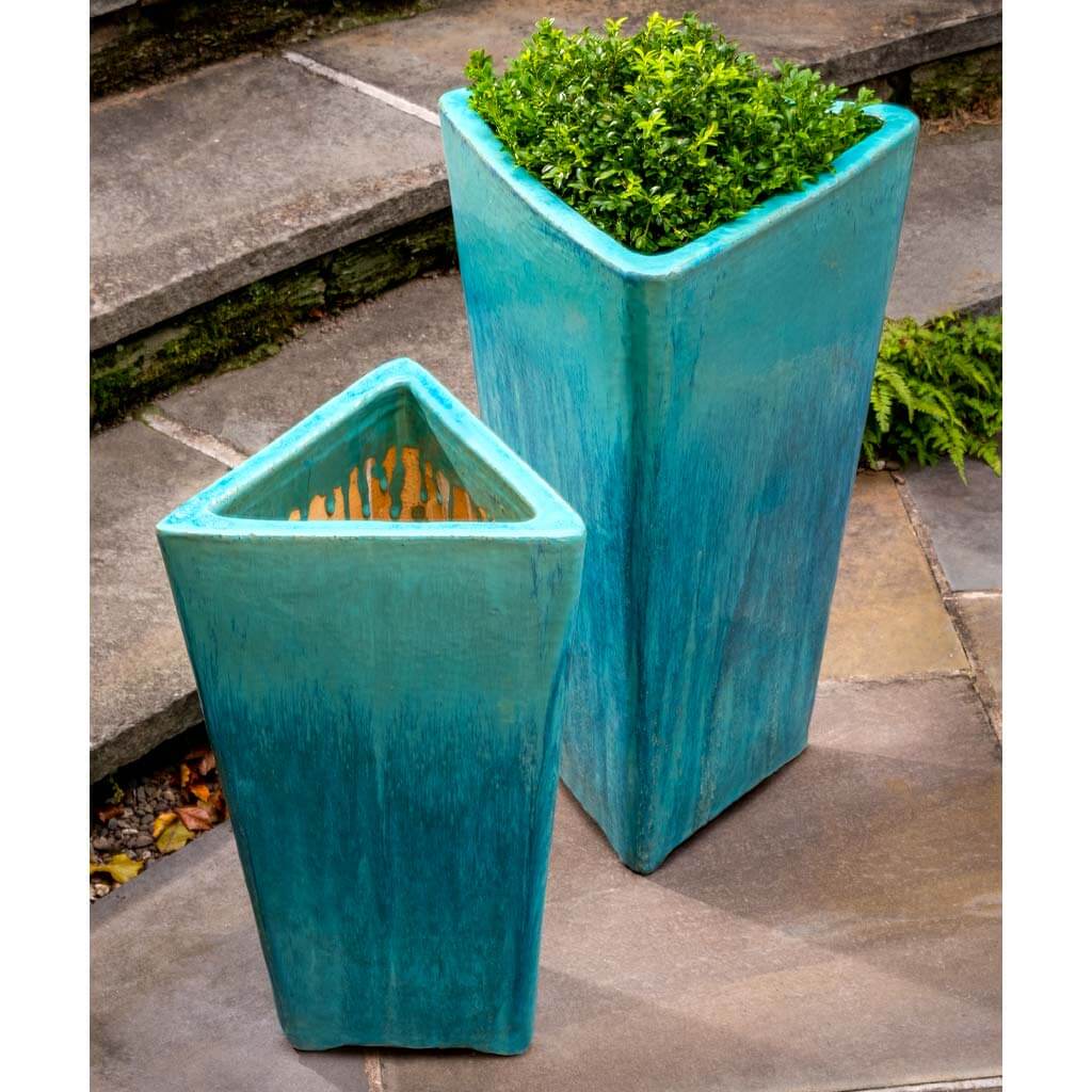Campania International Triad Planter Set of 2 - Antigua Finish - Outdoor Garden Decor for Patio, Balcony & Home Decor