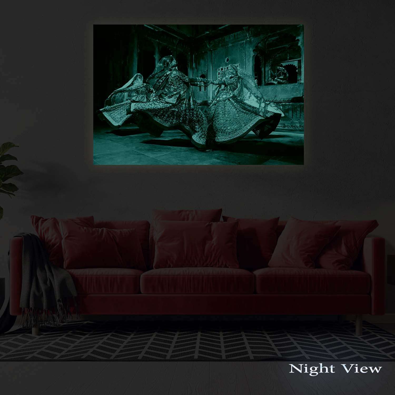 Startonight Framed Canvas Wall Art - Indian Dance Painting for Living Room Decor, 32