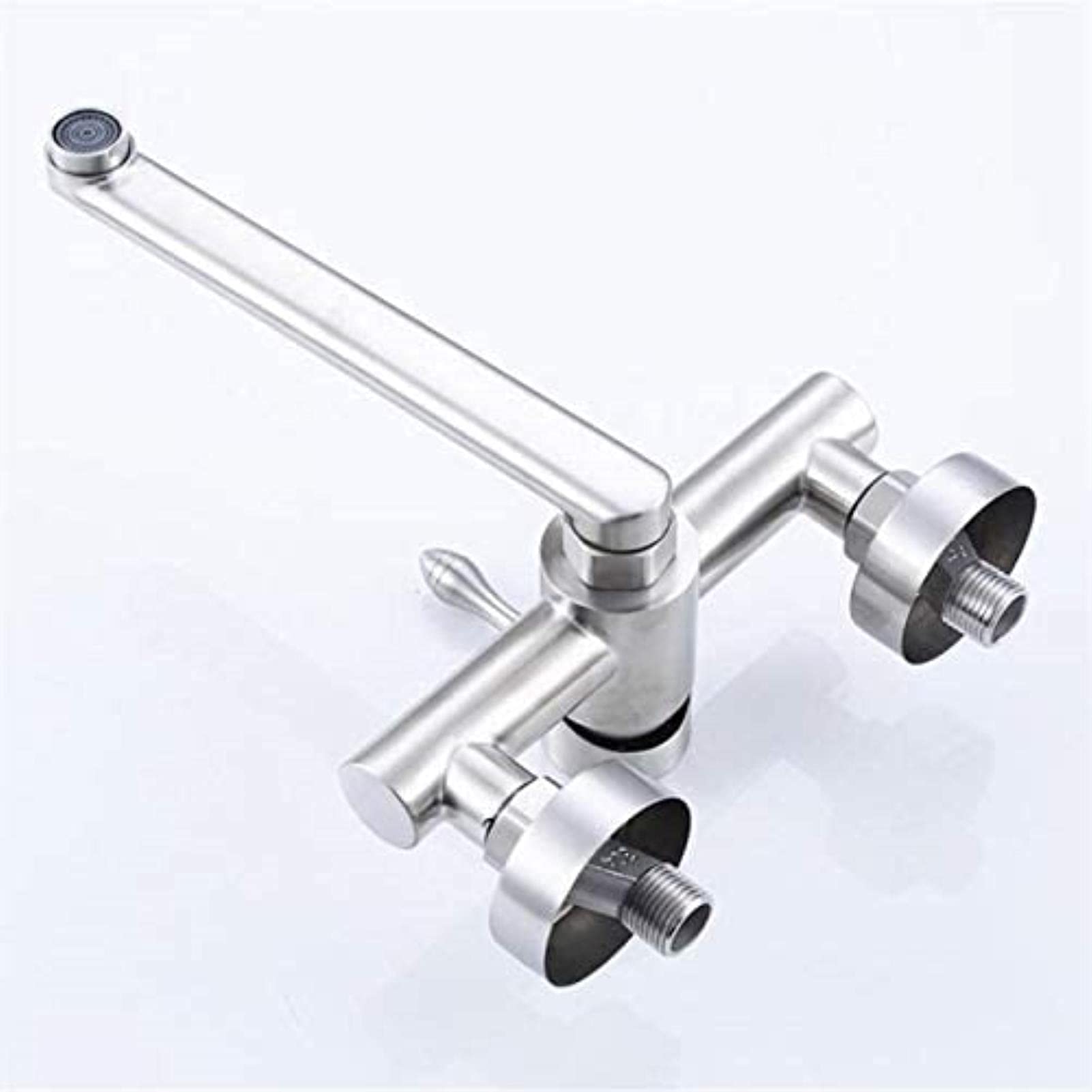 New 304 Stainless Steel Kitchen Tap - Wall Mounted 360° Rotation Hot & Cold Faucet for Modern Basin Sinks, Ideal for Home and Commercial Kitchens