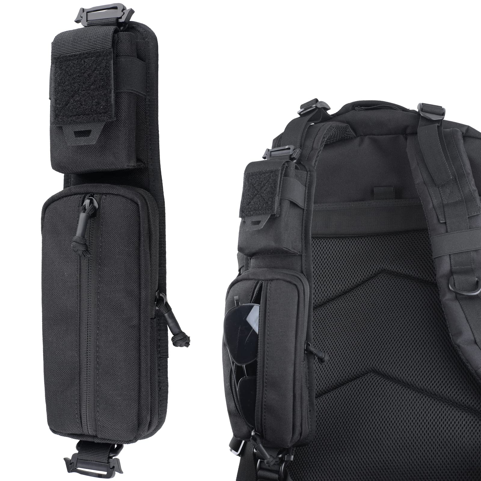 WYNEX MOLLE Accessories Pouch with Zipper Pocket - Tactical Shoulder Strap Bag for Backpack Attachment, Includes Phone Holder - Perfect for Hiking, Camping & Outdoor Adventures