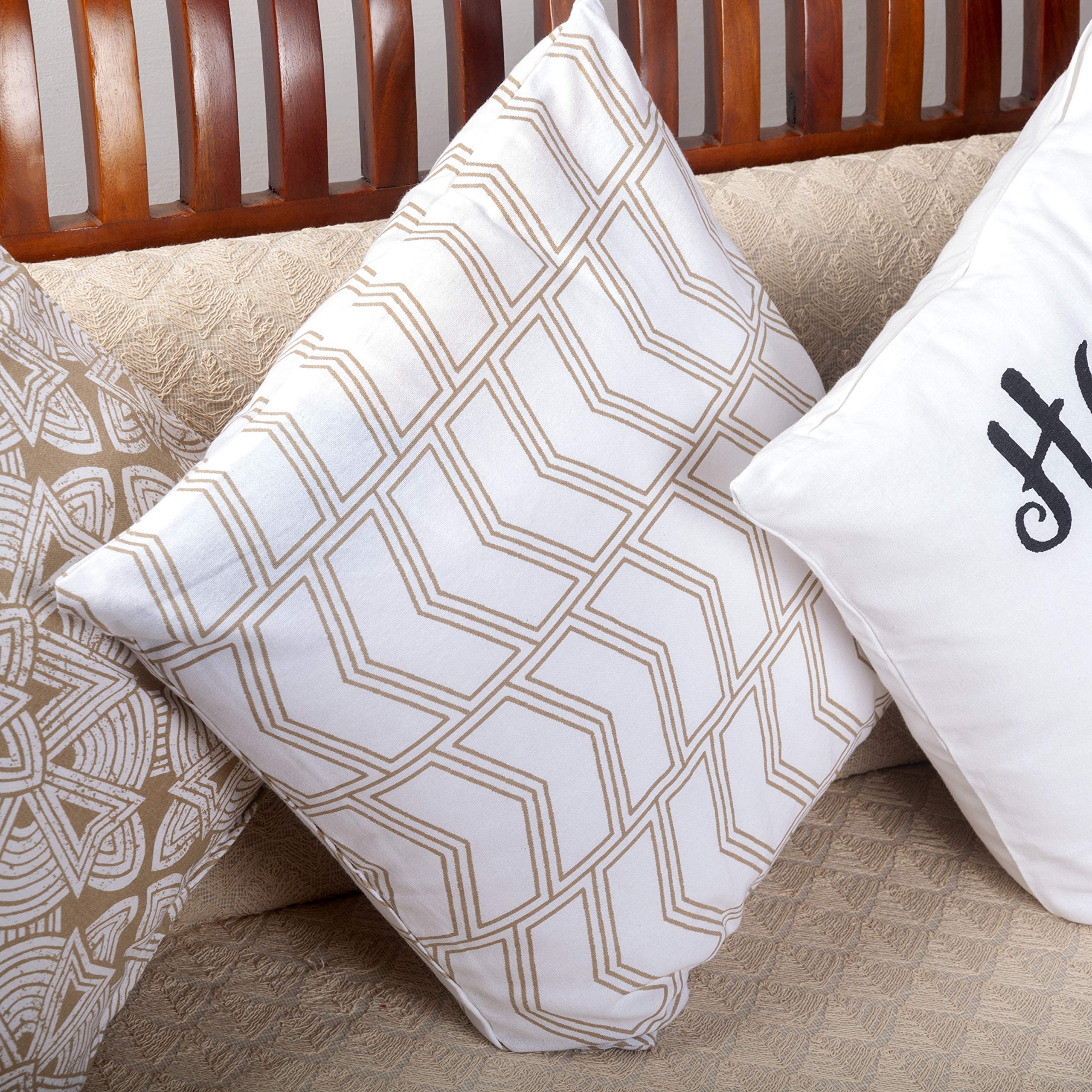 18x18 Inch Decorative Pillow Covers with Zipper - 4-Pack Soft Throw Pillowcases for Sofa, Bed & Couch - Easy to Clean Home Decor Accent Pillows (Home Heart Design) - Perfect for Living Room, Bedroom & Dorm Styling