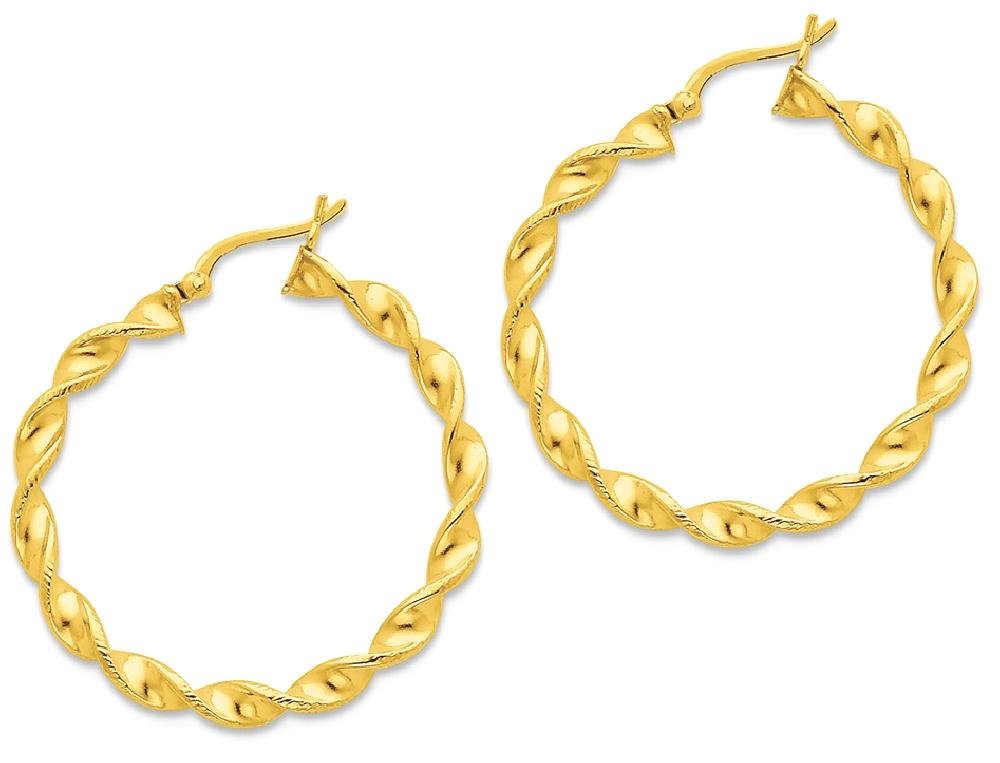 925 Sterling Silver Gold Twisted Round Medium Hoop Earrings for Women - Trendy Chunky Statement Jewelry for Everyday Wear, Parties & Gifts