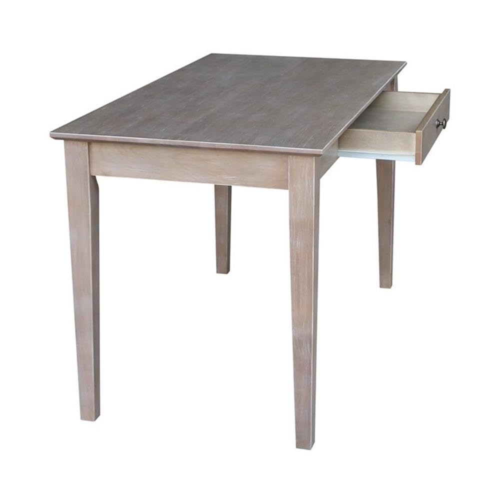 Pemberly Row Traditional Wood Writing Desk with Drawer - Unfinished Cream Finish - Home Office Furniture for Study, Work & Writing