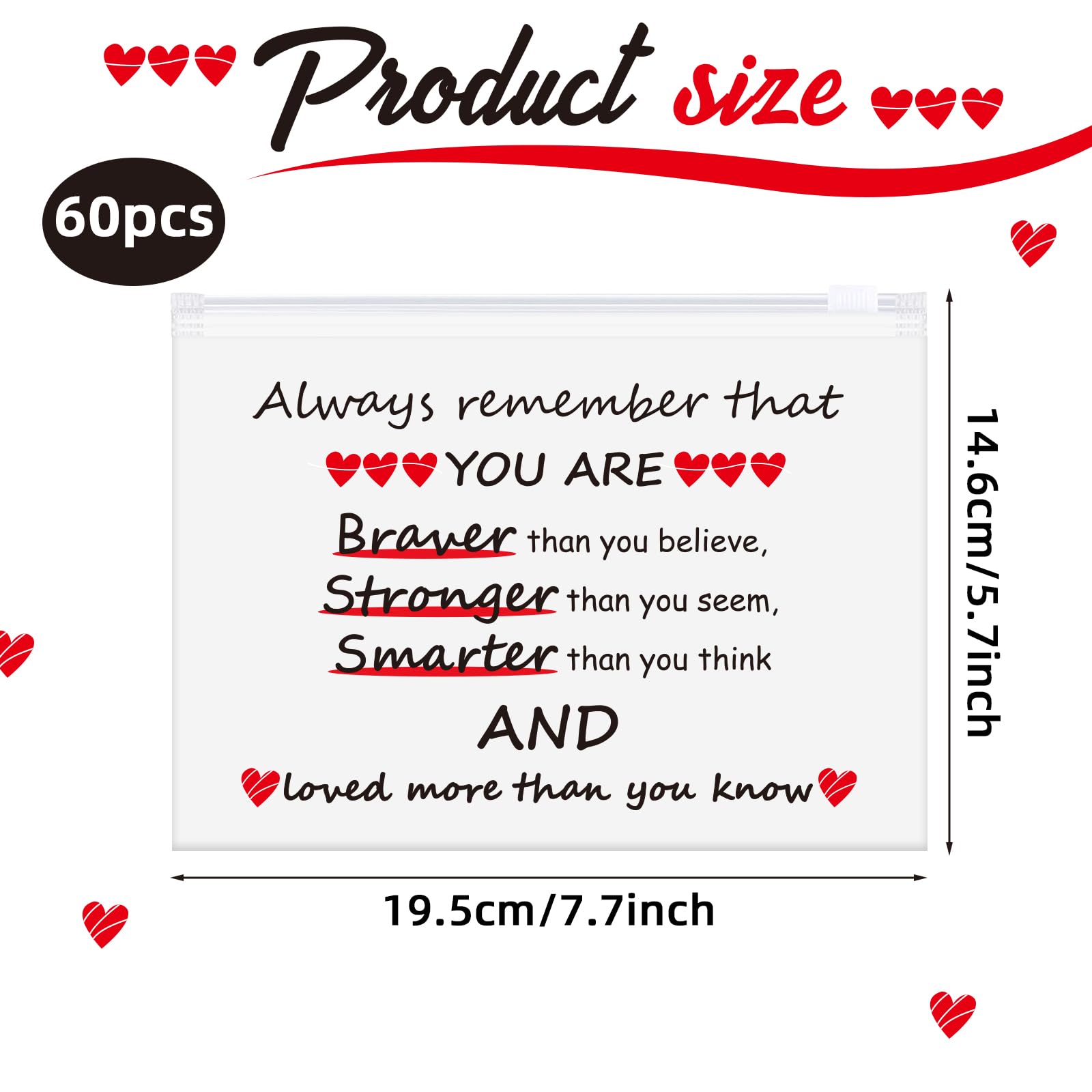 60PCS Inspirational Zipper Cosmetic Bags for Women - Bulk Makeup Bags, Toiletry Pouches, Swag Gift Bags for Friends, Wife & Employees - Perfect for Travel, Bridal Showers & Birthday Party Favors