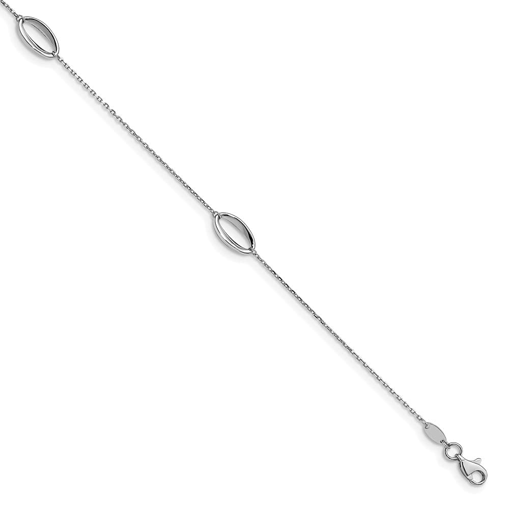 FJC Finejewelers 14K White Gold Polished Chain Anklet - 10 Inches Adjustable Length, Elegant Jewelry for Women, Perfect for Parties, Weddings & Everyday Wear