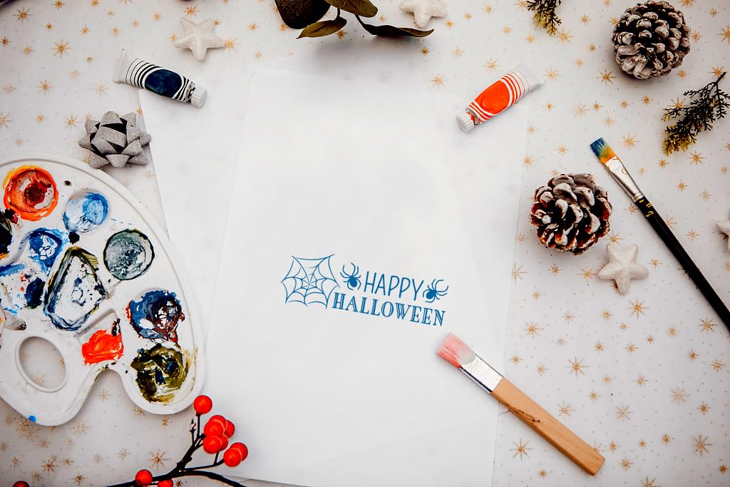 Happy Halloween Clear Rubber Stamps Set - Ghost & Skull Words for Card Making, Bullet Journal, DIY Scrapbook, Notebook Decoration - Perfect for Handmade Crafts, Party Invitations & Spooky Season Decor