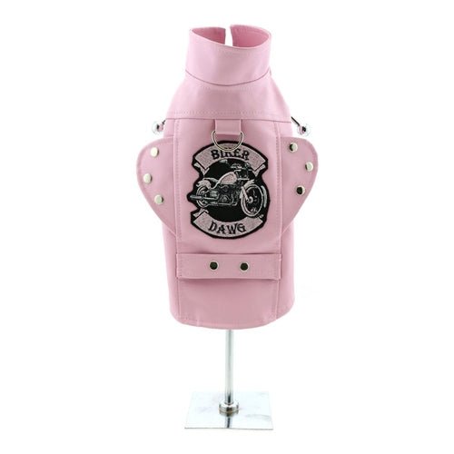 Biker Dawg Motorcycle Dog Jacket - Pink Pet Safety Vest for Riding - Windproof & Reflective Gear for Small to Medium Dogs - Perfect for Motorcycle Adventures & Outdoor Travel
