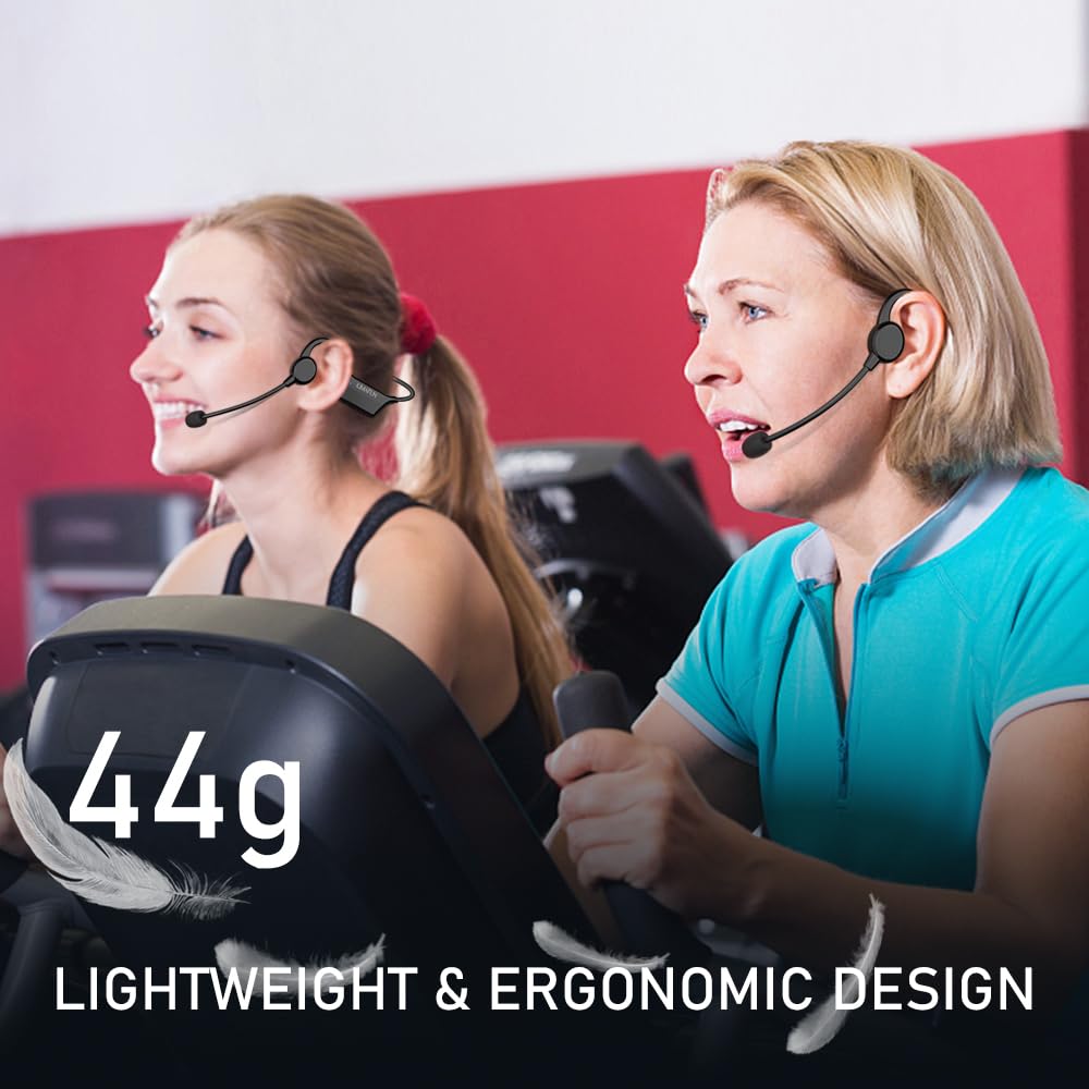 KIMAFUN 2.4G Wireless Headset with Dual Microphone for 2 People - IP67 Waterproof & Sweatproof Fitness Mic for Water Aerobics, Swimming, Yoga, Spinning - Perfect for Coaches, Instructors & Teachers (GWP91-1)