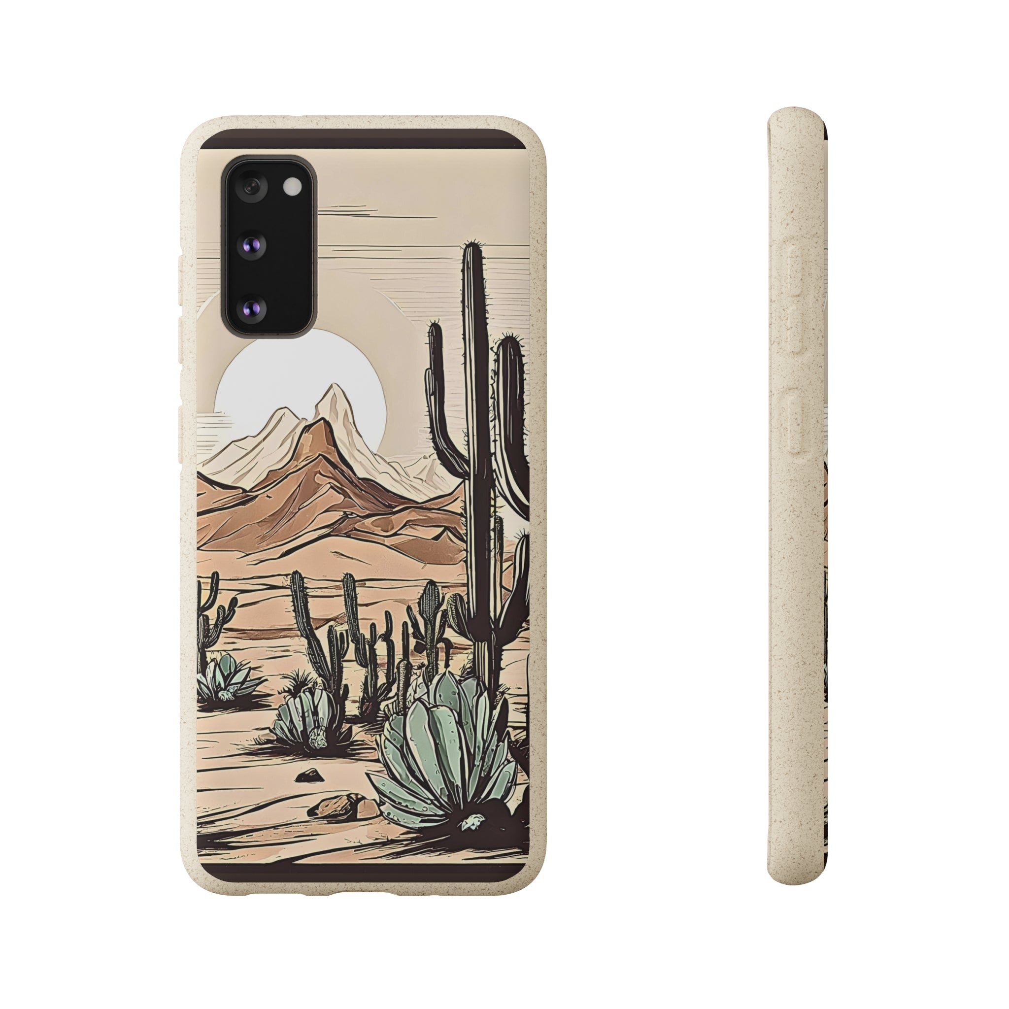 Eco-Friendly Biodegradable Phone Case with Rustic Desert & Cactus Print - Compatible with iPhone & Samsung | Sustainable Joshua Tree Design | Perfect Gift for Nature Lovers & Arizona Travelers