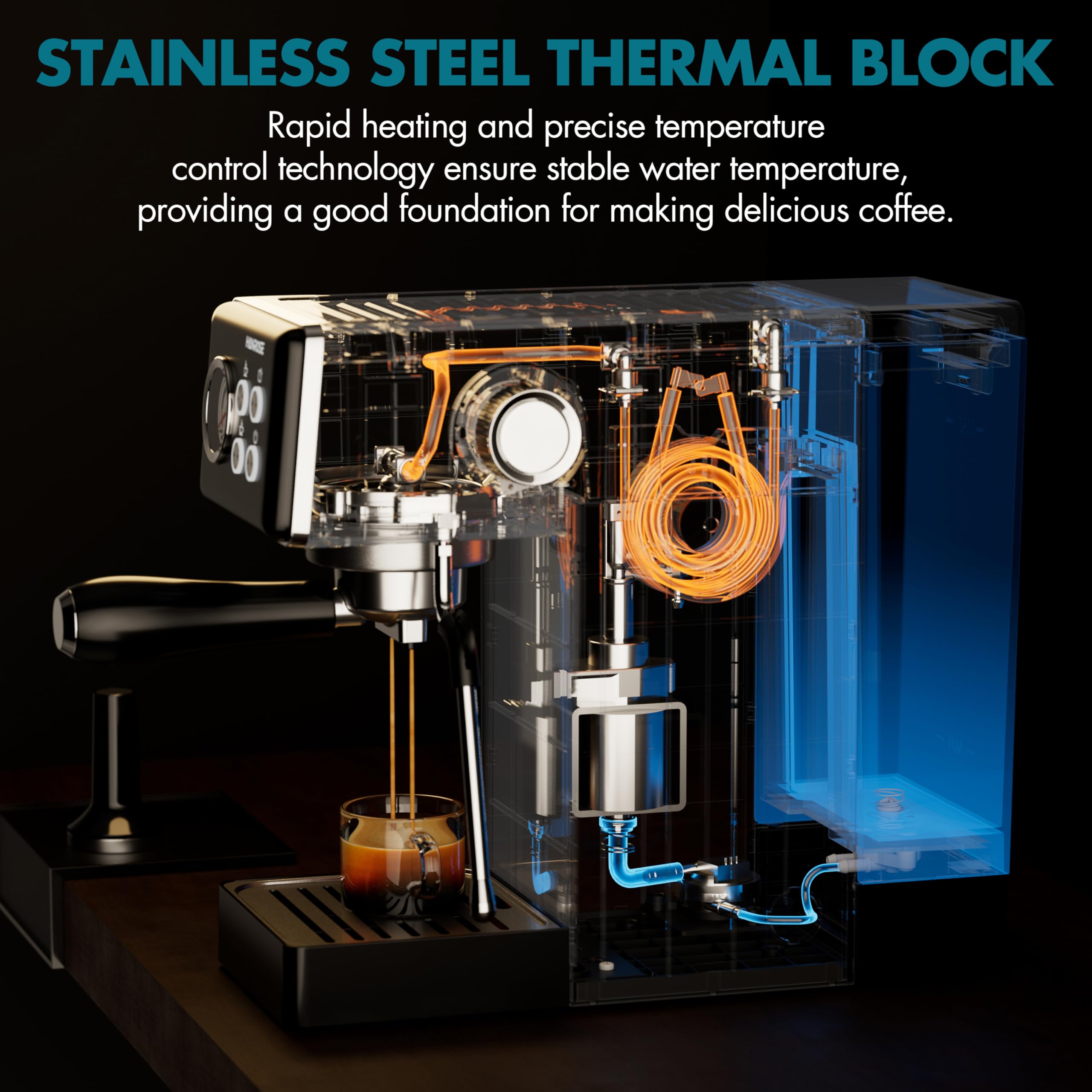 **15 Bar Compact Espresso Machine with Milk Frother - Stainless Steel Coffee Maker for Latte & Cappuccino - Perfect for Home Baristas & Coffee Lovers**    *(Use Cases: Ideal for home kitchens, small offices, or as a gift for coffee enthusiasts who enjoy café-quality espresso, lattes, and cappuccinos.)*