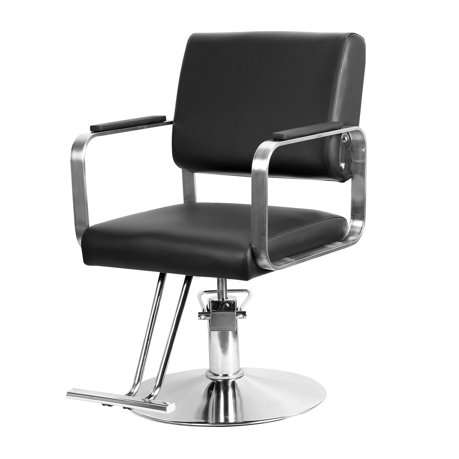 Professional Hydraulic Barber Chair for Salon & Home Use - Heavy Duty 330 lbs Capacity, Height Adjustable Styling Chair for Hairdressers, Beauty Spa & Barber Shops - Durable Black Salon Chair with Smooth Bearing System (Perfect for Hair Cutting, Styling, Shampooing & Beauty Treatments)