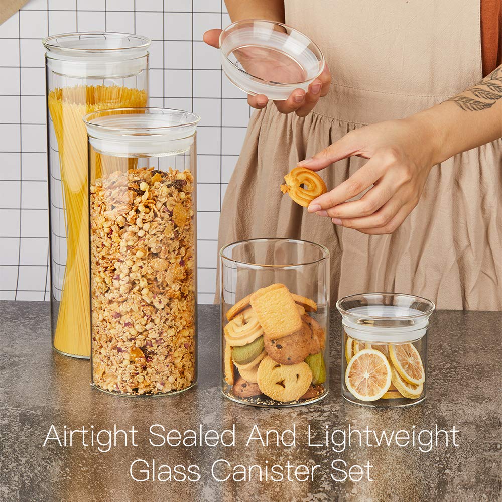 ZENS 27oz Glass Jars with Airtight Lids (Set of 2) - Clear Kitchen Storage Containers for Coffee, Brown Sugar & Pantry Organization | Perfect for Home, Office & Coffee Shops