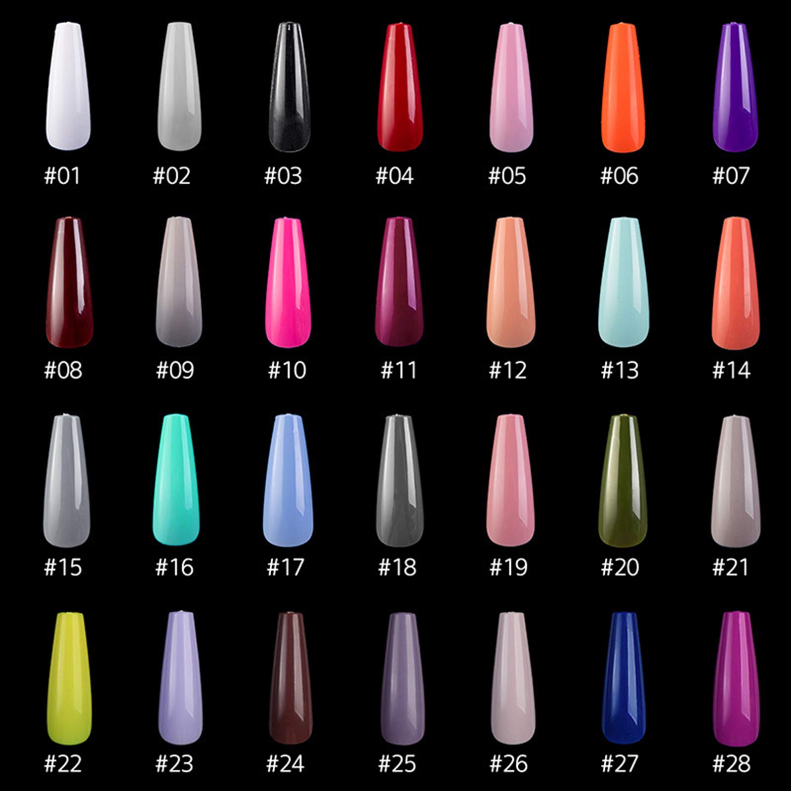 100 Pcs/Box Full Cover Long Press Coffin False Nails - Matte Ballerina Artificial Nails Tips in Pure Colors for Salon, Home Manicure & Party Events