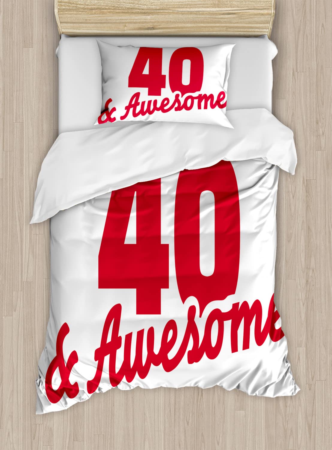Ambesonne 40th Birthday Duvet Cover Set - 2 Pack California King Size with 4 Pillowcases - Funny 40th Birthday Slogan Design in Pink, Black & White - Perfect for Adult Birthday Gifts & Humorous Bedroom Decor