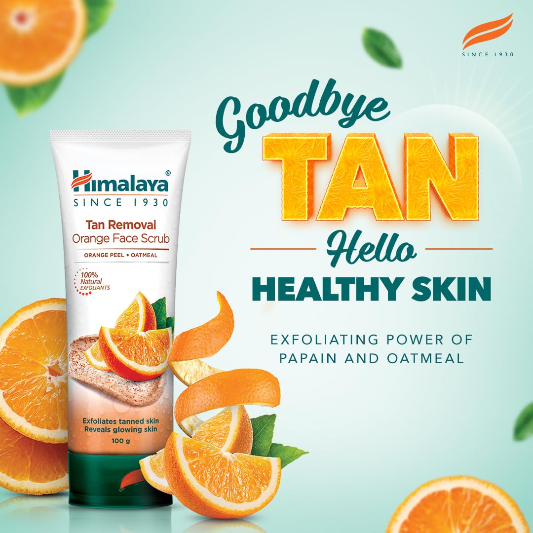 Himalaya Tan Removal Orange Face Scrub - 100g Exfoliating Cleanser for Brightening & Glowing Skin | Perfect for Daily Skincare Routine & Acne Treatment
