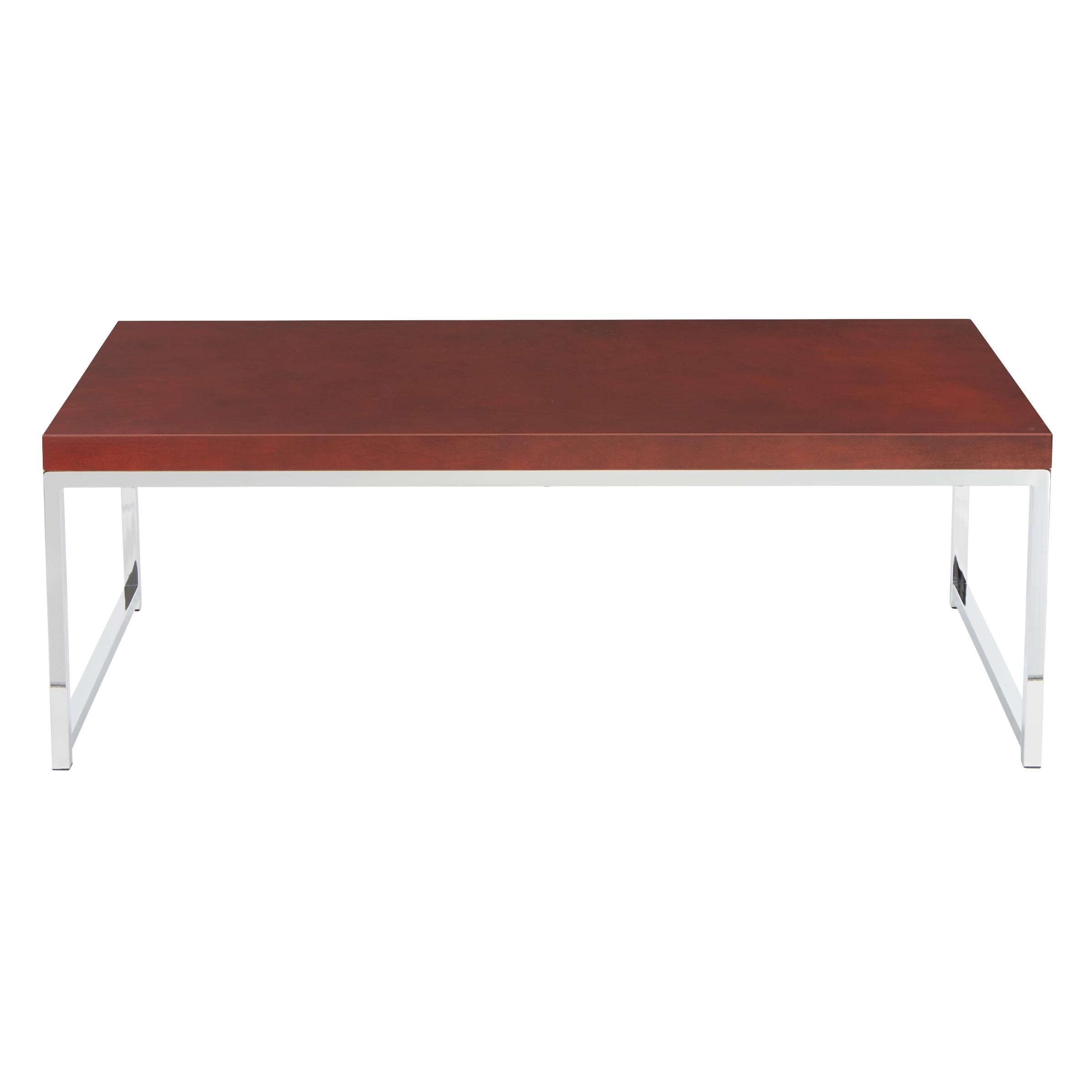 Chrome Base Espresso Coffee Table - Modern Home & Office Decor