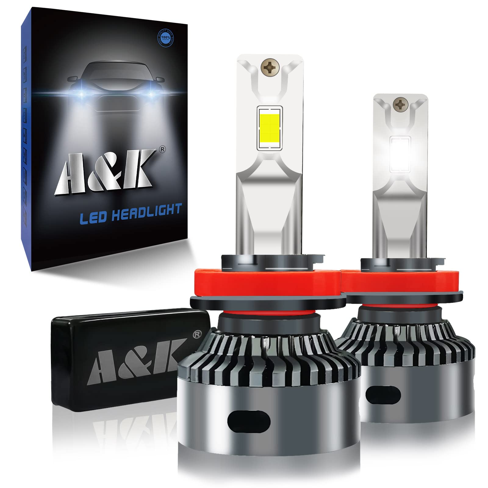 H11 H9 H8 LED Headlight Bulbs - 120W 20000LM Super Bright 6500K Cool White - 400% Brighter Than Halogen - Plug and Play Conversion Kit - High/Low Beam - Pack of 2 - Perfect for Night Driving, Off-Road & Foggy Conditions