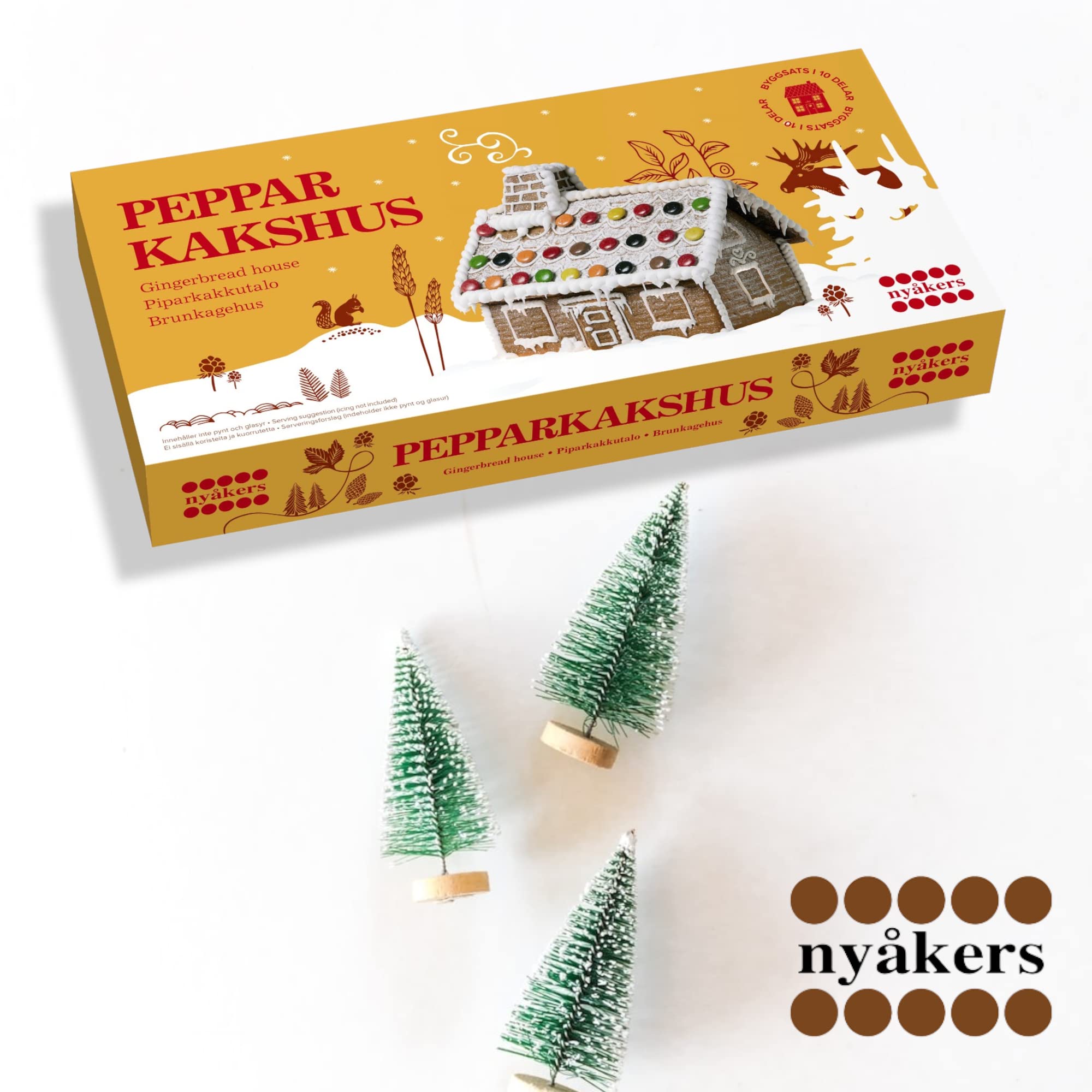 Nyakers Pepparkakor Swedish Gingerbread House Kit for Kids - Vegan Ginger Snaps, Dairy-Free Holiday Cookies - Christmas & Thanksgiving Food Gift (10.58Oz) - Perfect for Family Baking, Holiday Parties & Festive Decorations