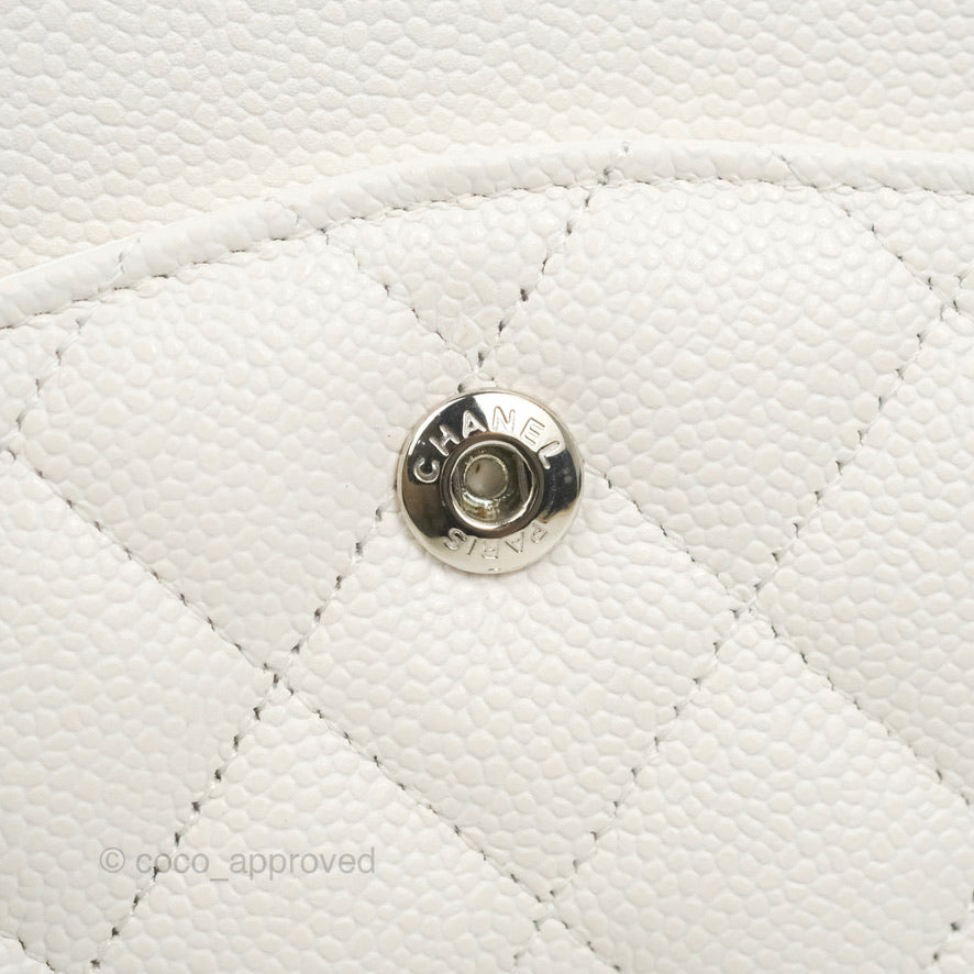 Chanel Classic Medium Double Flap Bag in White Caviar Leather with Silver Hardware - Luxury Handbag for Women, Perfect for Work, Parties & Everyday Use