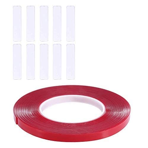 Gleevia Double-Sided Tape 10m - Strong Red Film Clear Adhesive Tape for Nail Art, Display Lens & Manicure Tools | Perfect for Nail Salon, DIY Crafts & Home Decor Projects