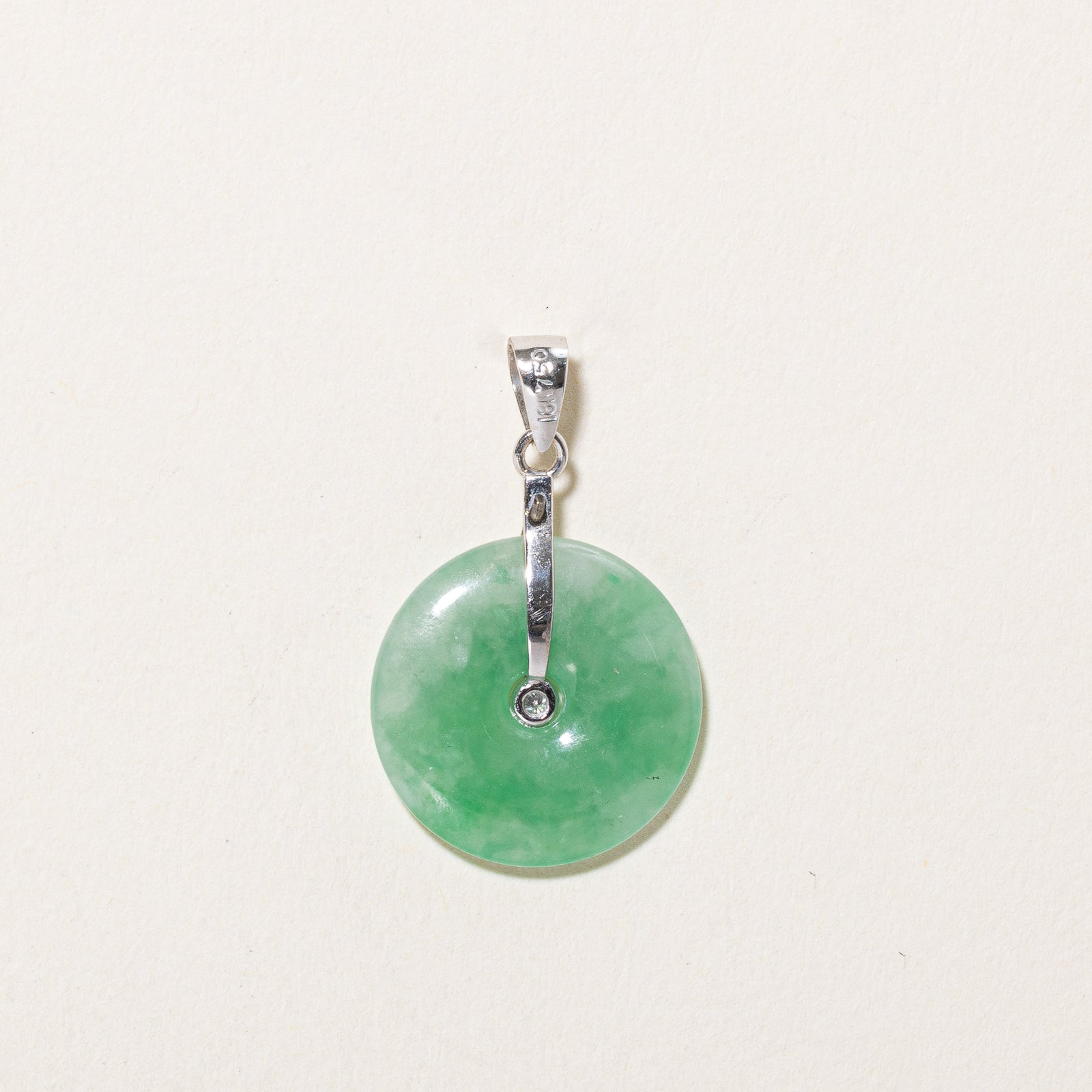 5.50ct Natural Jadeite & 0.01ct Diamond Pendant Necklace - Elegant Circle Pendant Jewelry for Women, Perfect Gift for Birthday, Anniversary & Special Occasions