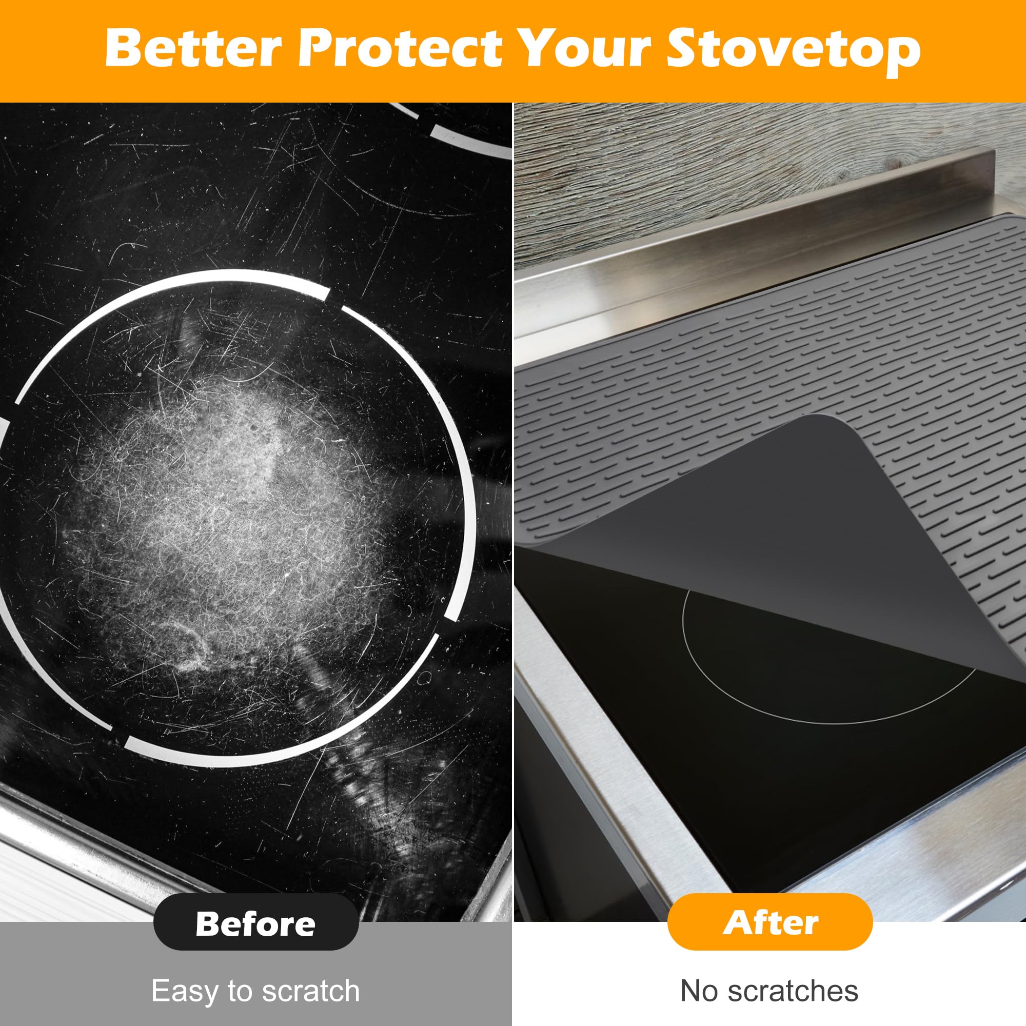 Electric Stove Top Covers - Heat Resistant Ceramic Glass Induction Cooktop Protector for RV, Oven & Kitchen Appliances | Non-Slip XL Dish Drying Mat (Grey) - Perfect for Camping, RV Trips & Small Kitchen Spaces