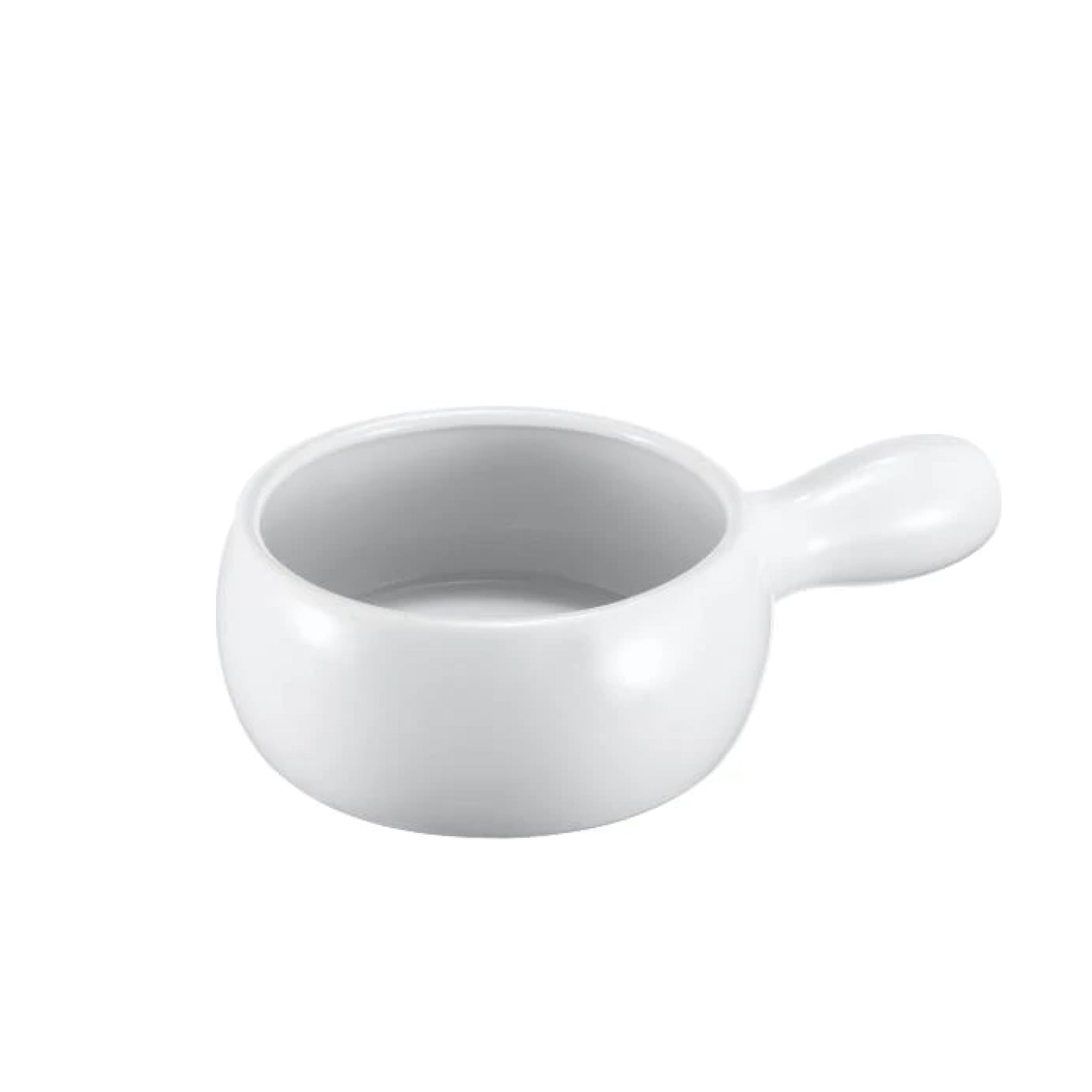 Browne 16 Oz. Ceramic White Onion Soup Bowl with Handle - Classic French Onion Soup Crock - Perfect for Restaurants, Cafes & Home Dining (744053W)