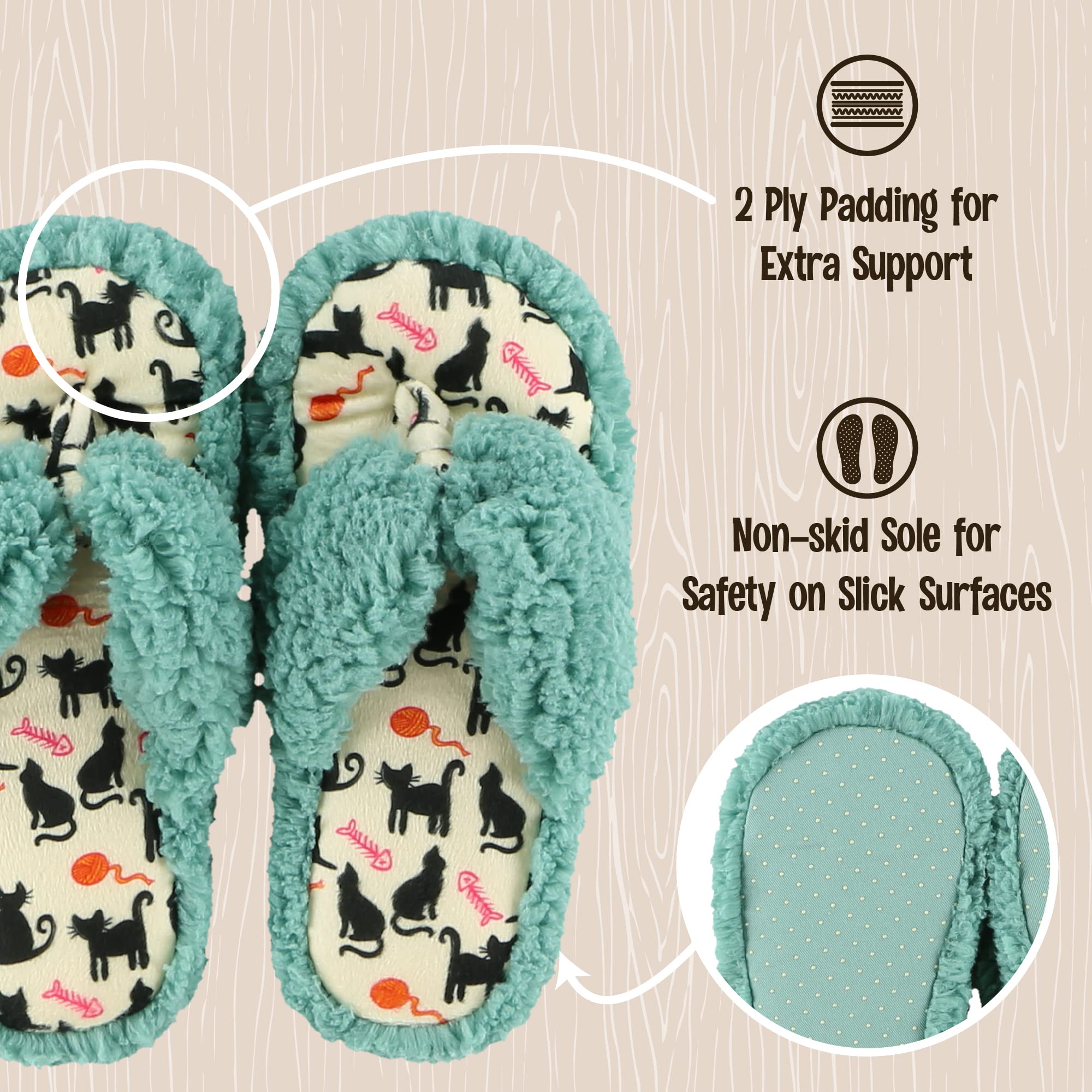 Cozy Women's Fuzzy Spa Flip-Flop Slippers - Soft House Slippers for Women & Girls - Perfect for Relaxing at Home, Lounging & Spa Days
