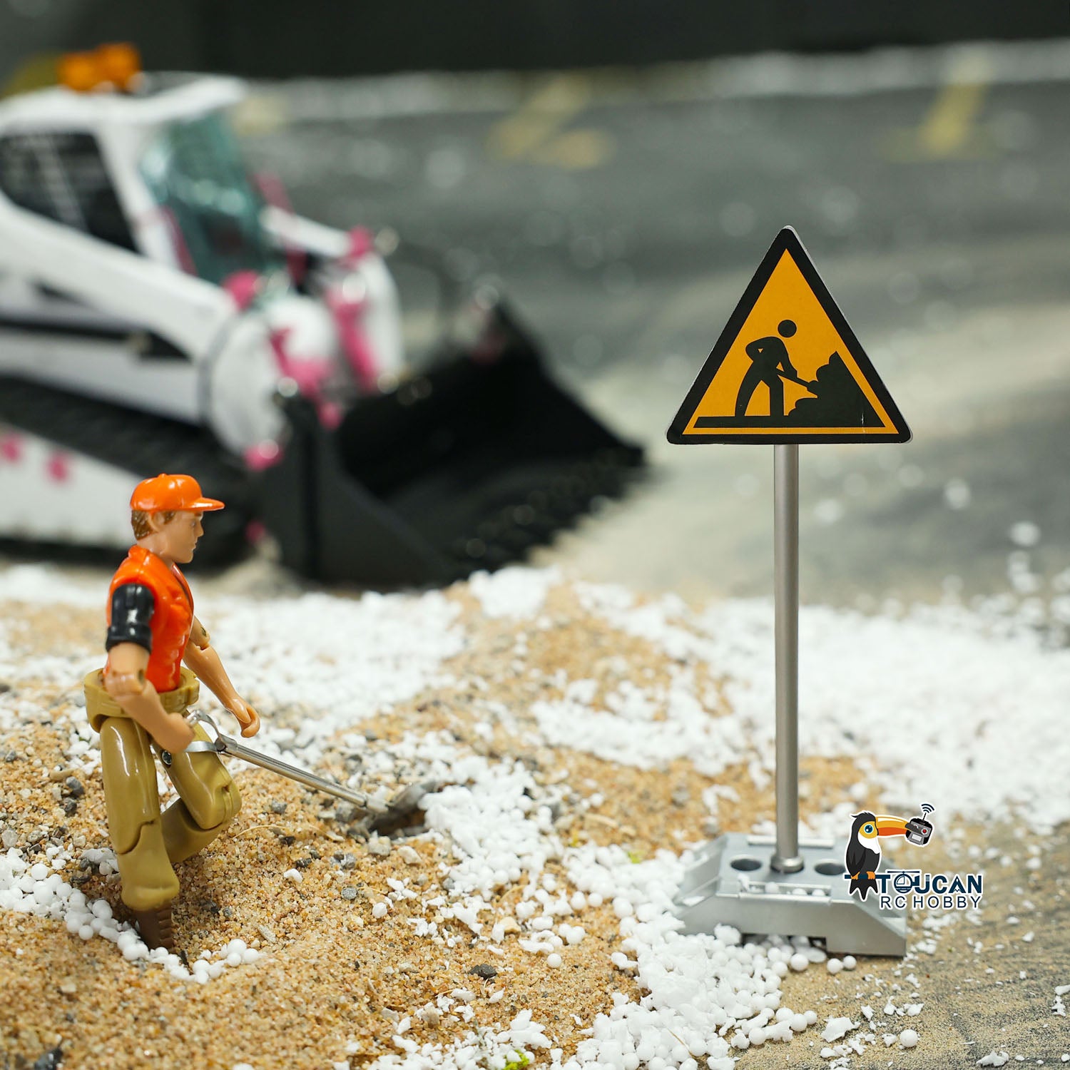 1/14 Scale Metal Simulation Traffic Signs for RC Construction Vehicles, Tractor Trucks & Dump Radio Control Car Models - Perfect for RC Construction Site Scenes & Display Collections